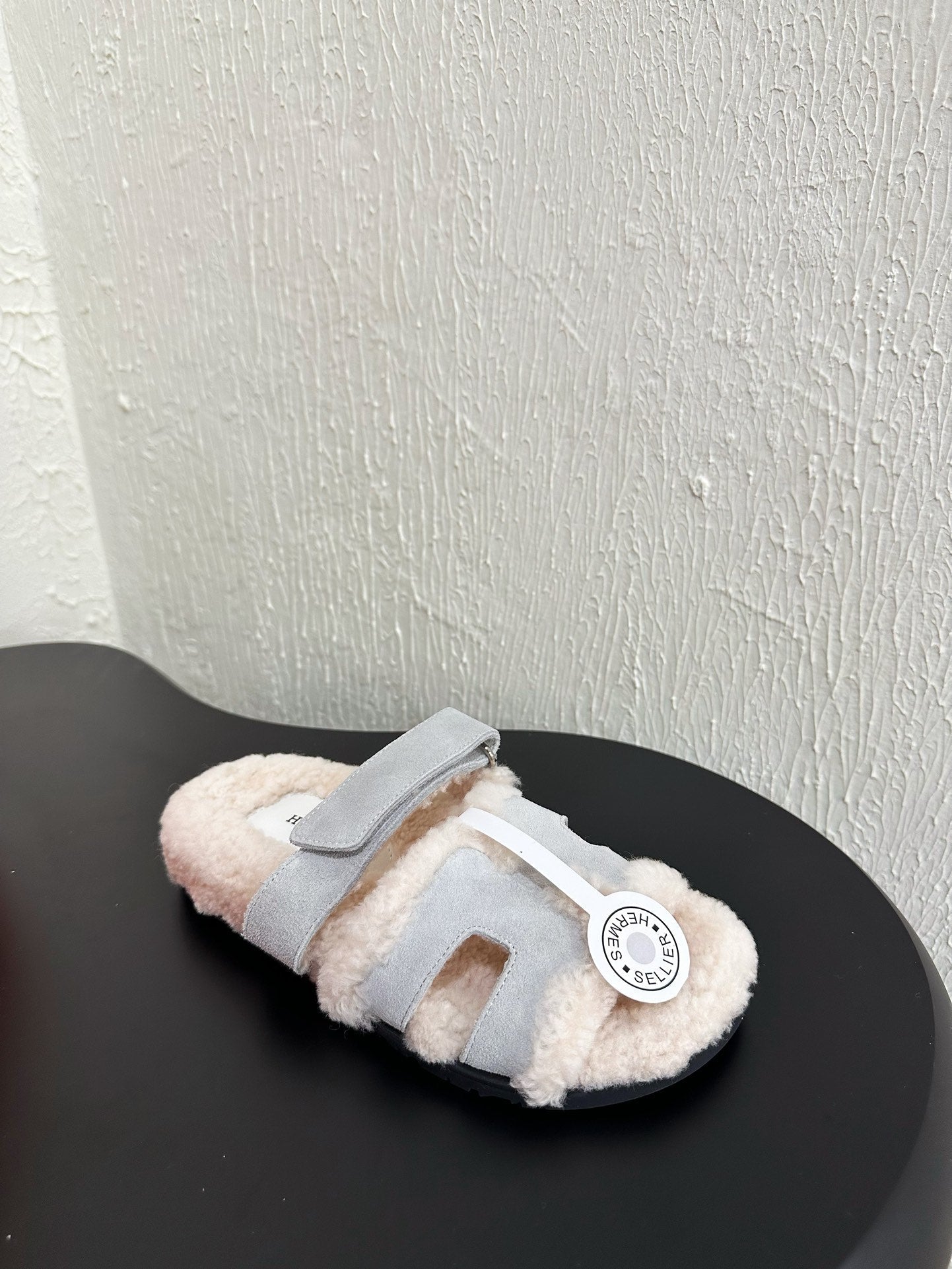 HM Chypre Sandal In Light Grey Blue Mix White Suede And Fleece Lining  961137