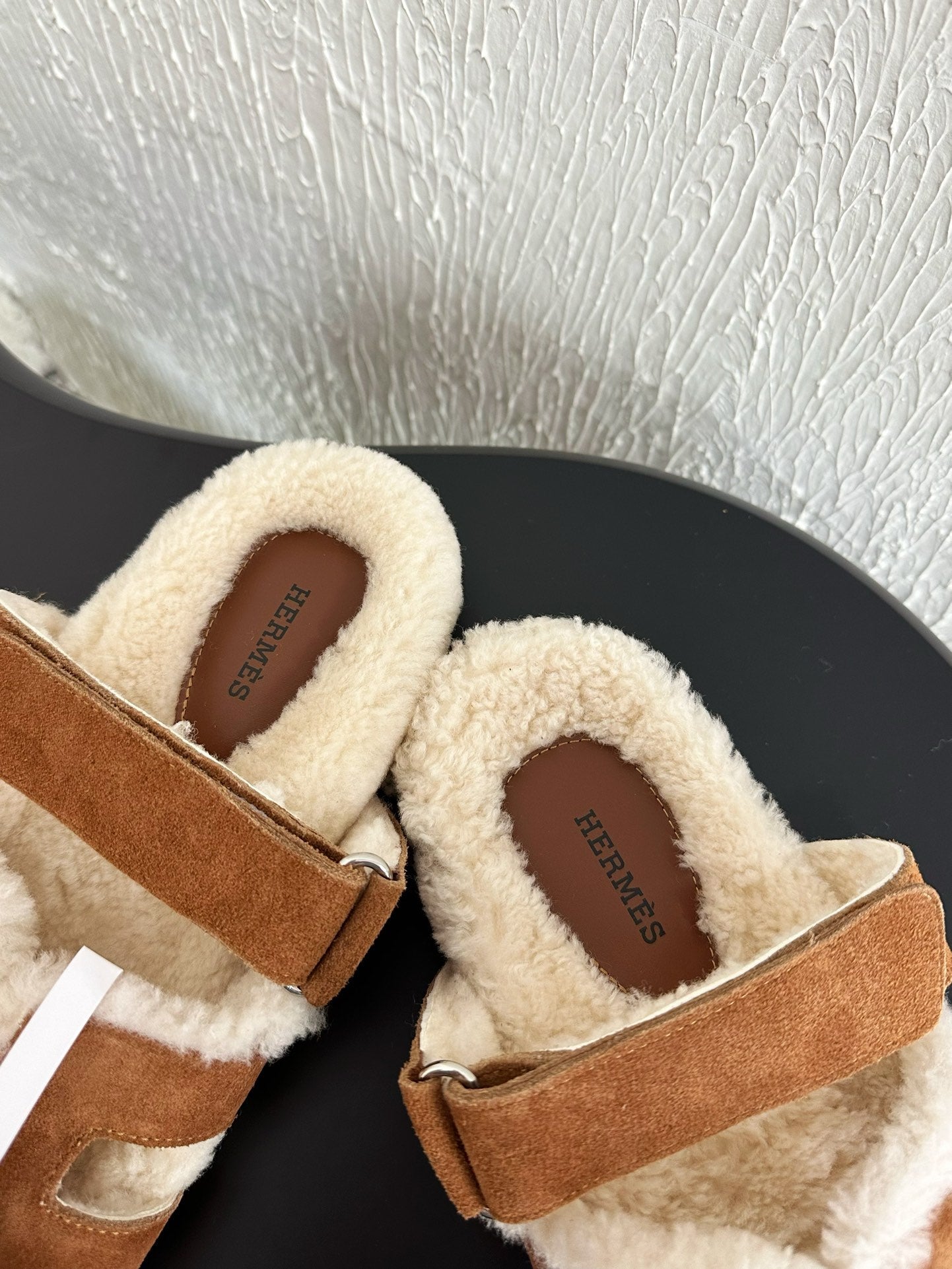 HM Chypre Sandal In Caramel Mix White Suede And Fleece Lining 961140
