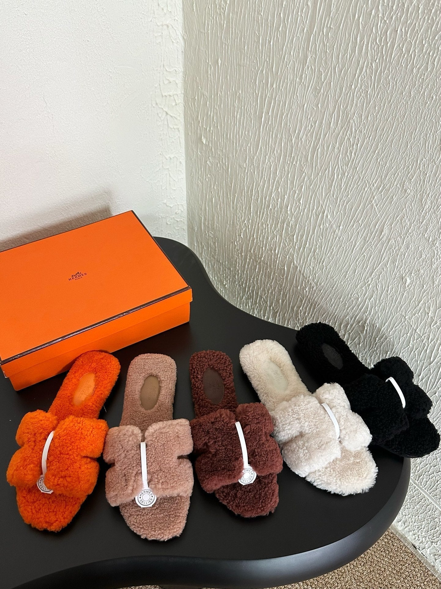 HM Oran Sandal Light Beige Pink Wool Fleece  961013