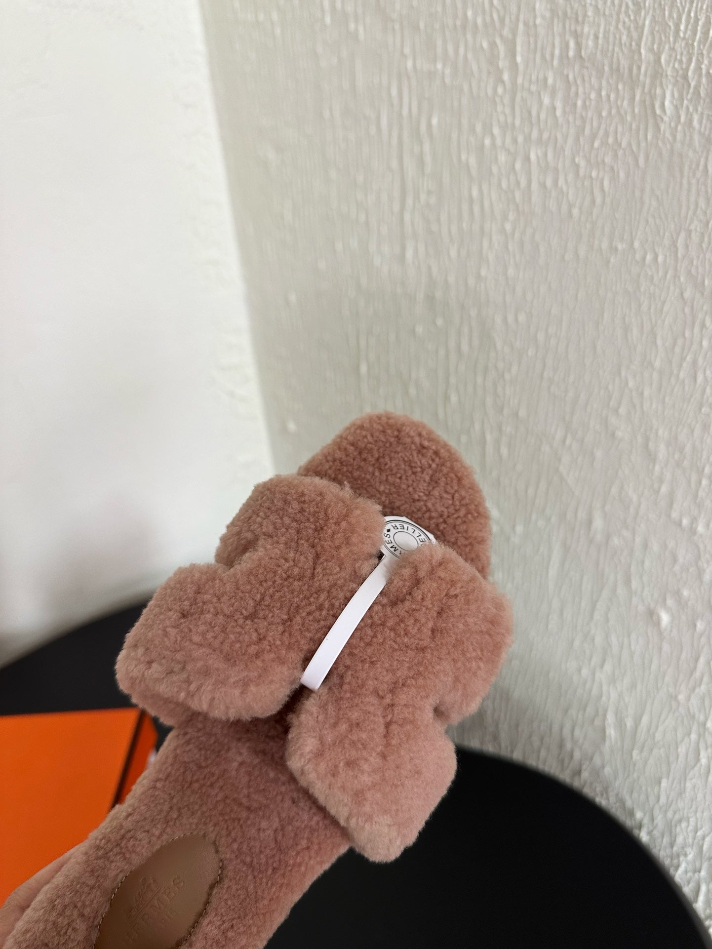 HM Oran Sandal Light Beige Pink Wool Fleece  961013