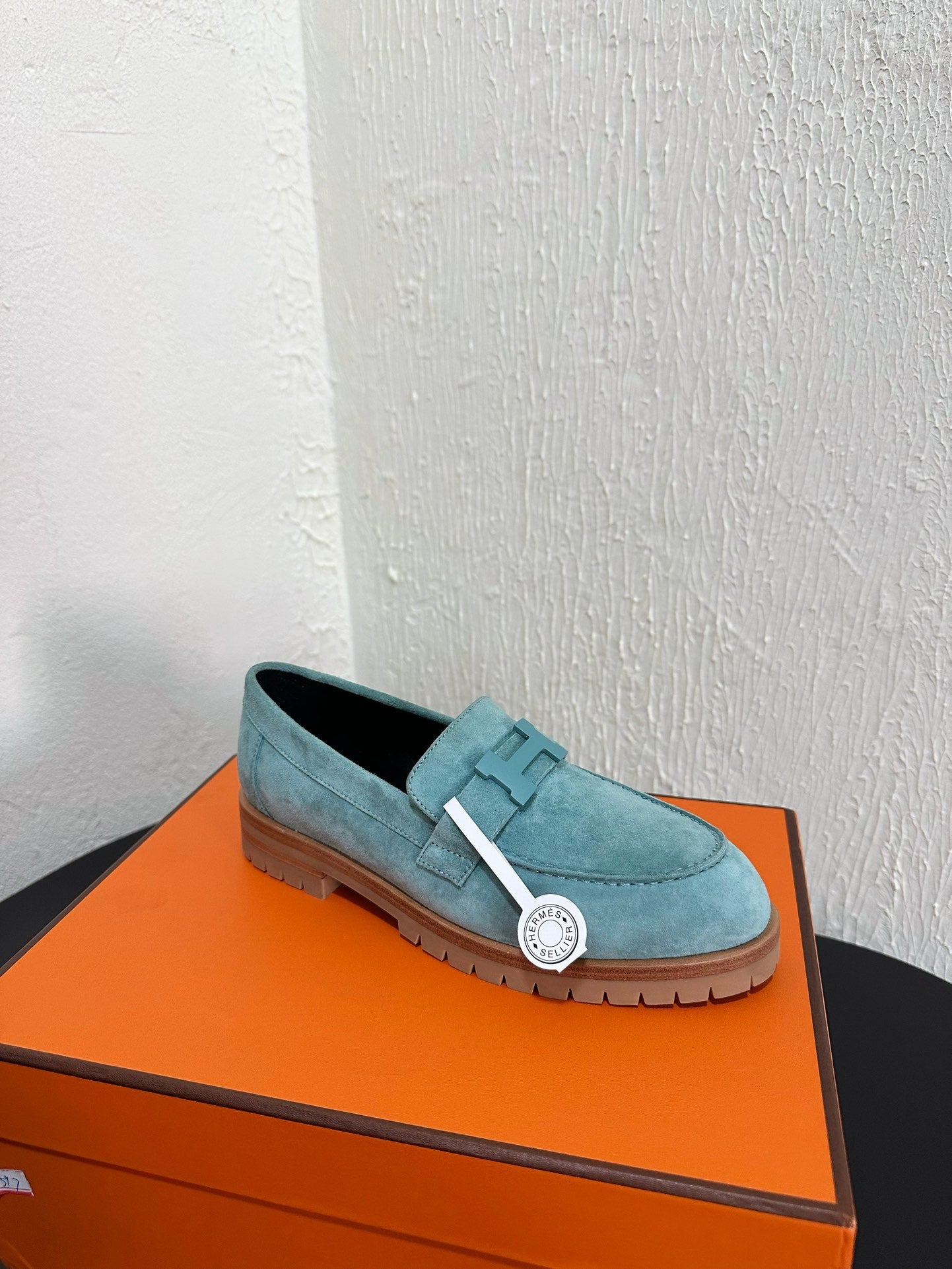 HM Faubourg Loafer 30mm Baby Blue Color Suede 960937