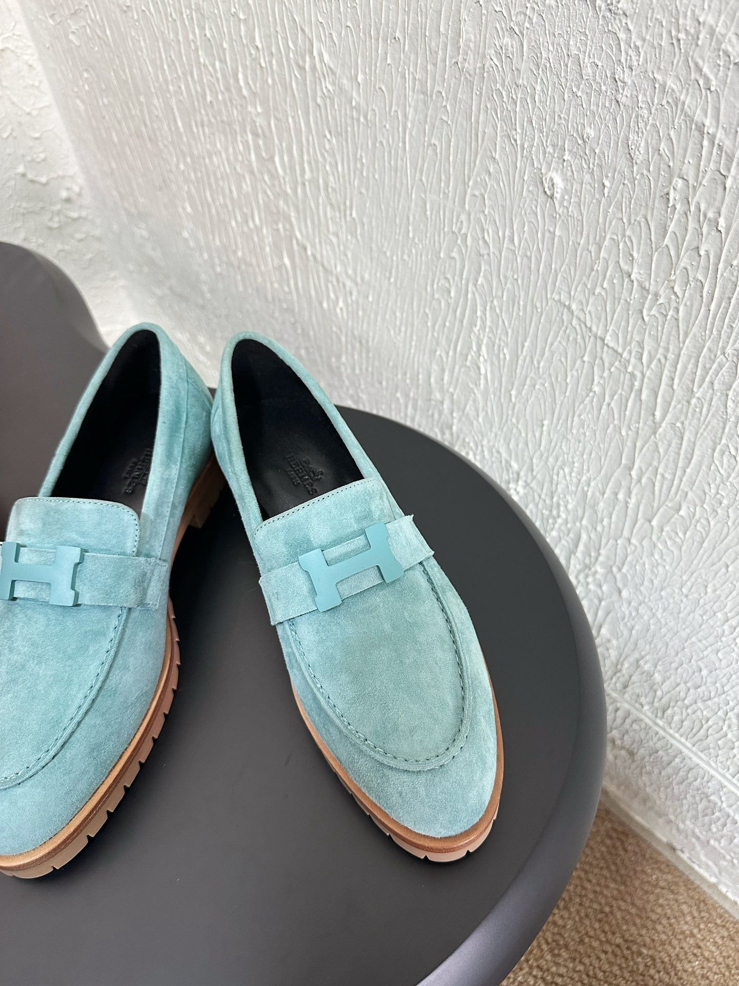 HM Faubourg Loafer 30mm Baby Blue Color Suede 960937