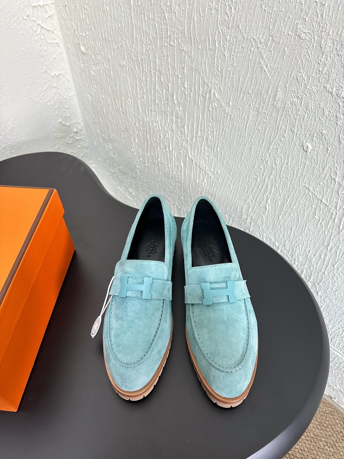 HM Faubourg Loafer 30mm Baby Blue Color Suede 960937