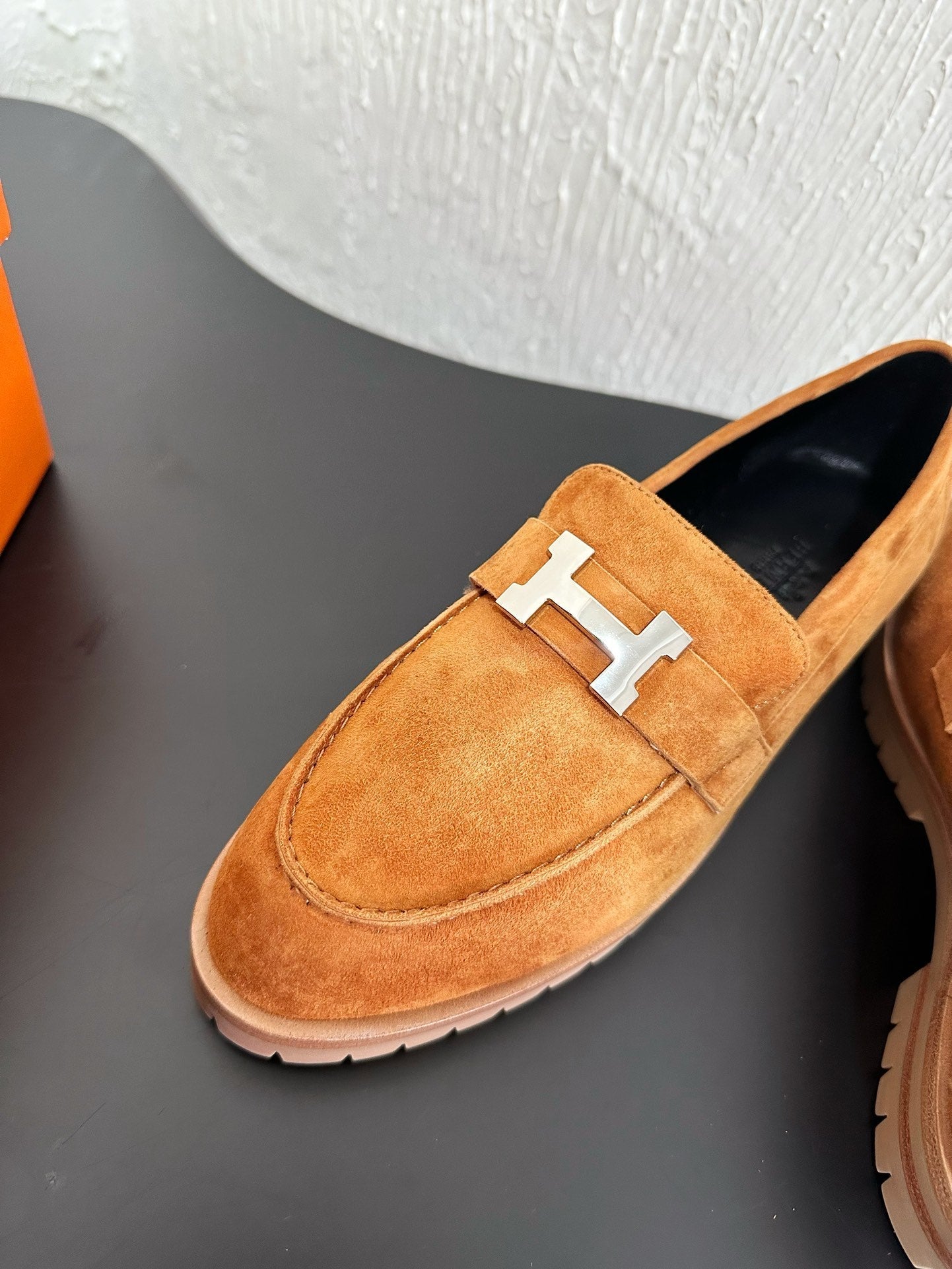 HM Faubourg Loafer 30mm Light Orange Suede 960939