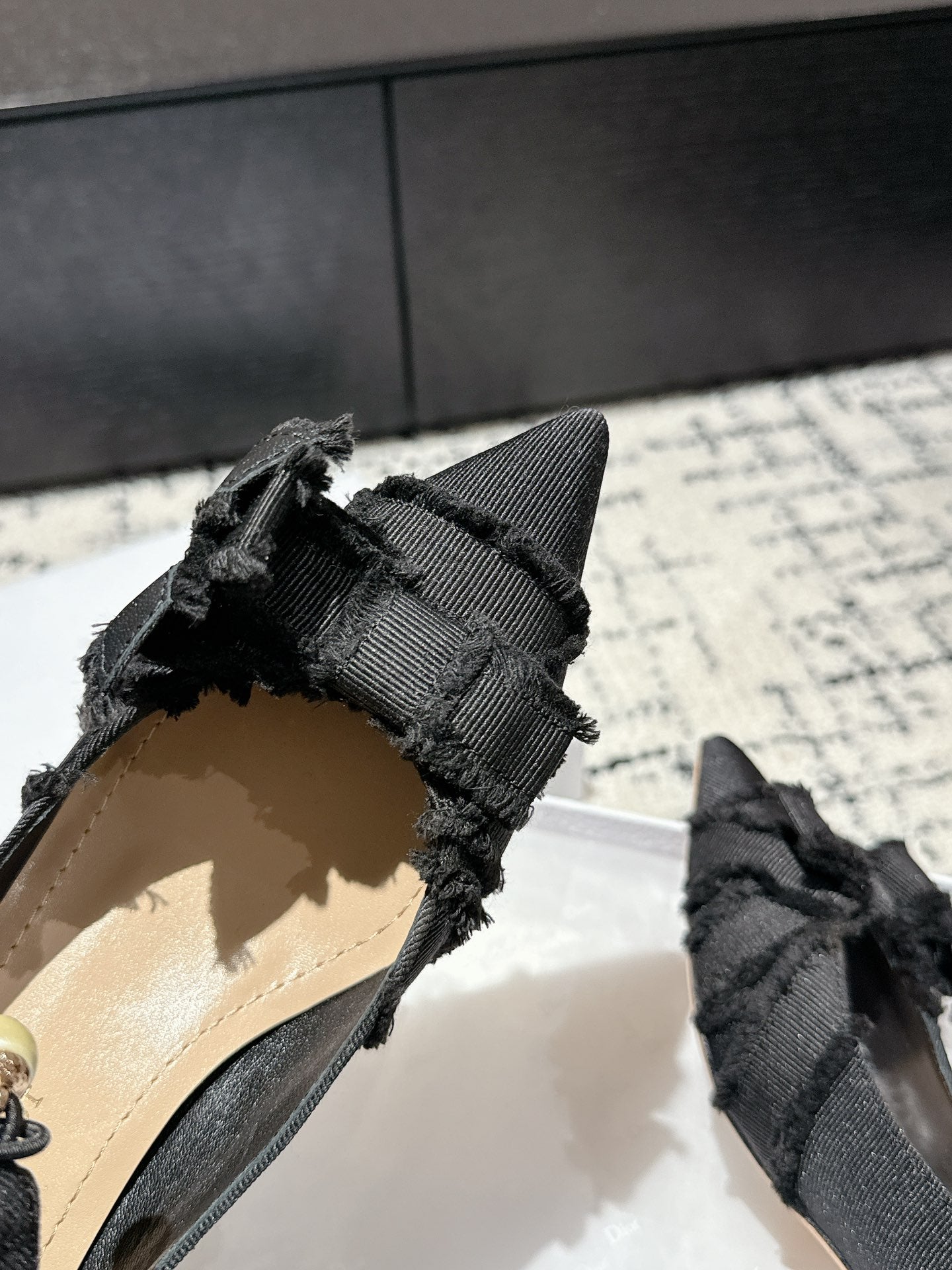 CD Adiorable pump 45 Black Fringed Grosgrain