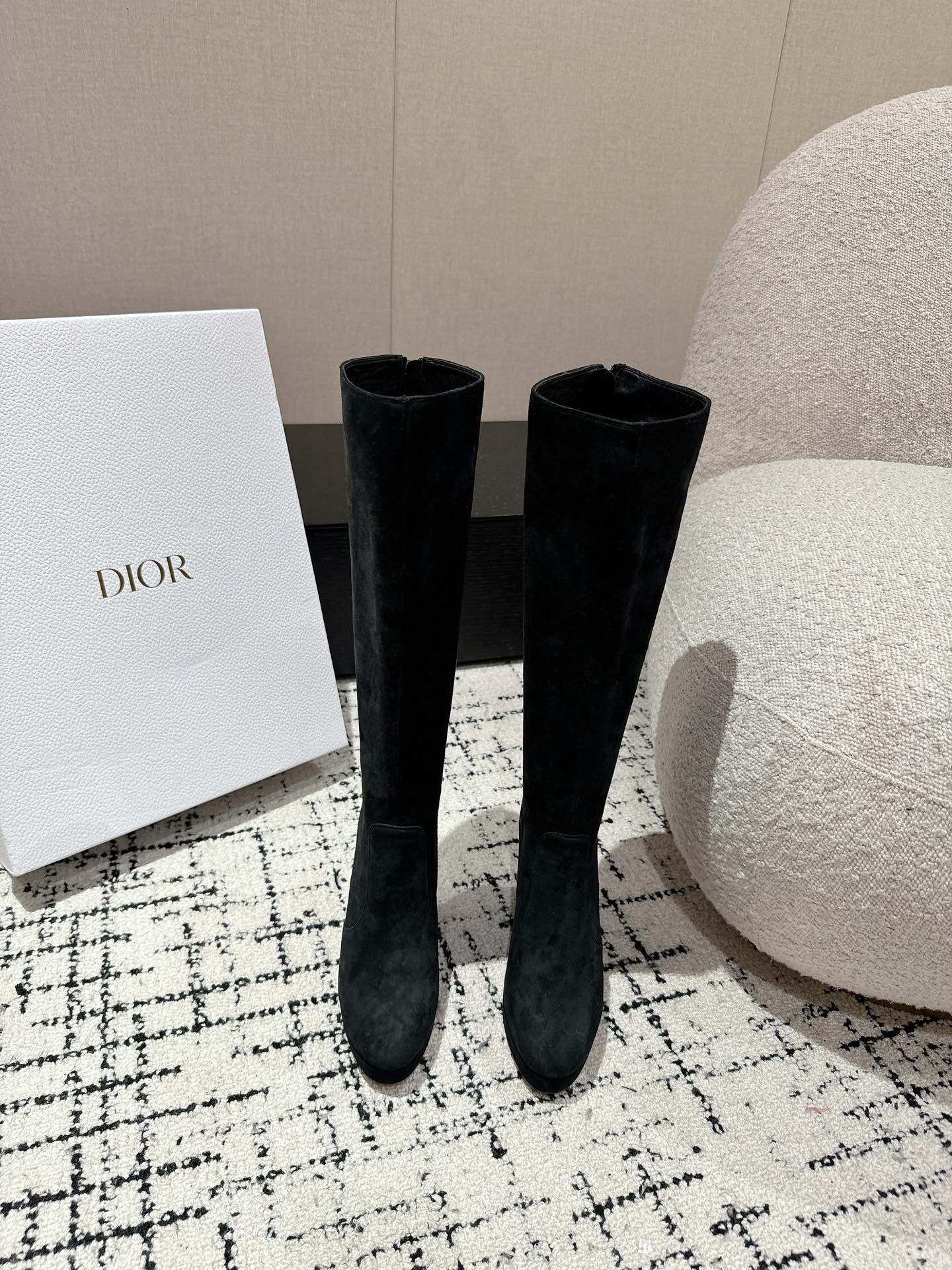CD High Boots 100mm Black Suede