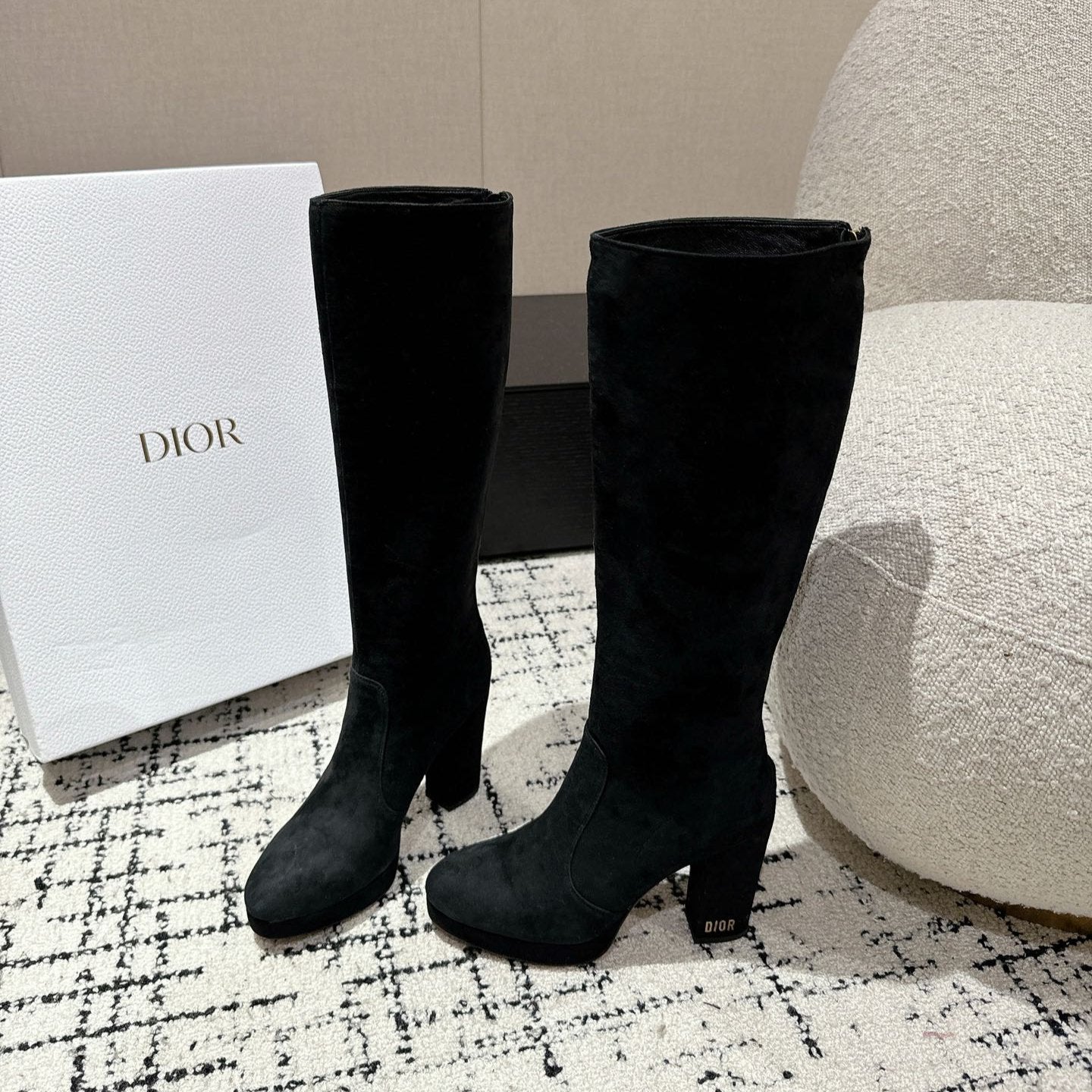 CD High Boots 100mm Black Suede