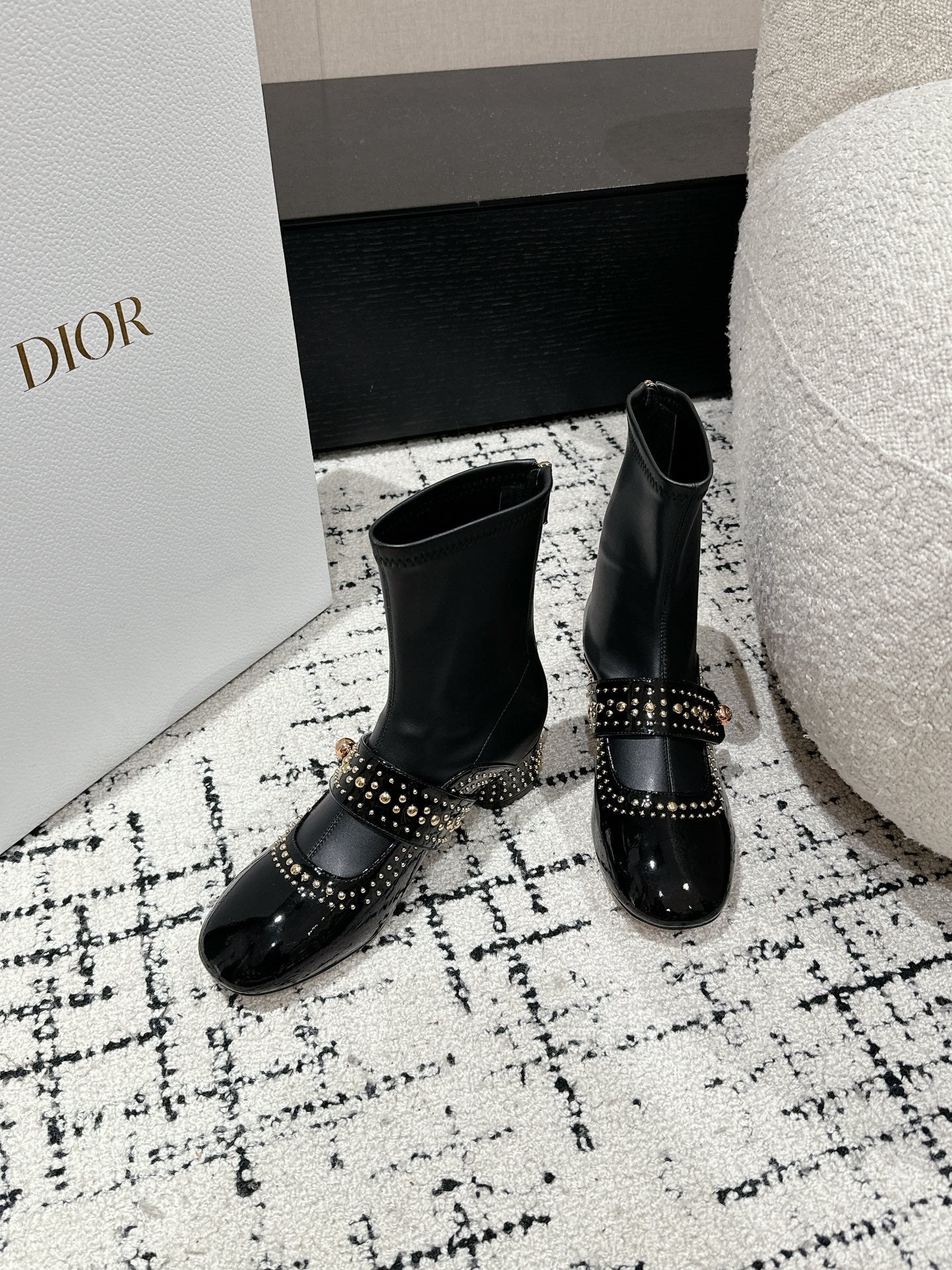 CD Belle-D Heeled Ankle Boot Black Lambskin