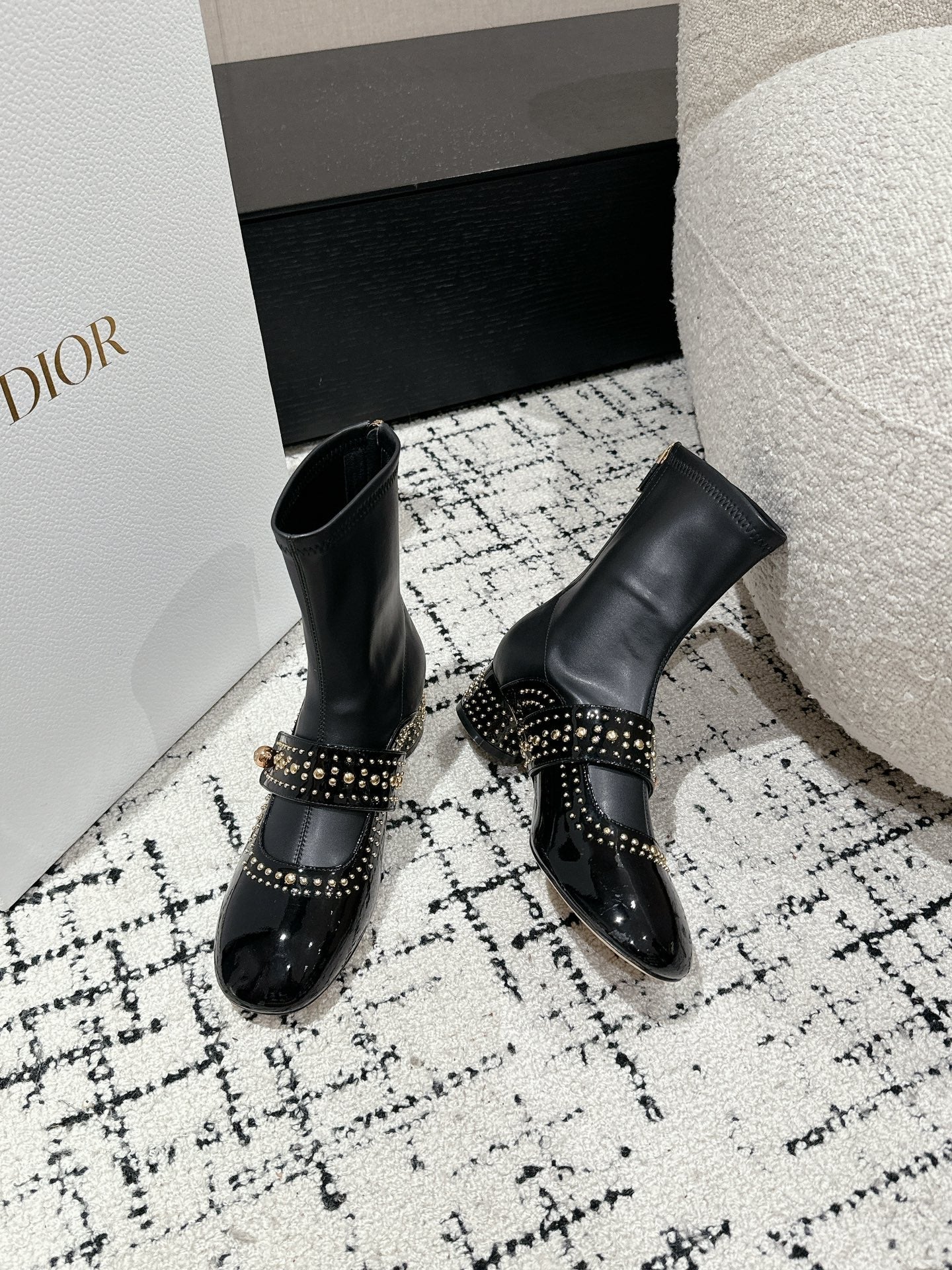 CD Belle-D Heeled Ankle Boot Black Lambskin