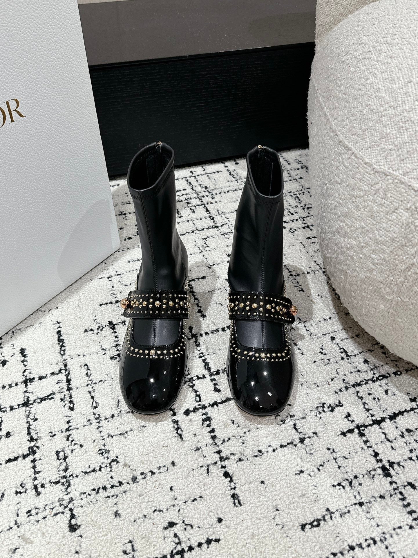 CD Belle-D Heeled Ankle Boot Black Lambskin