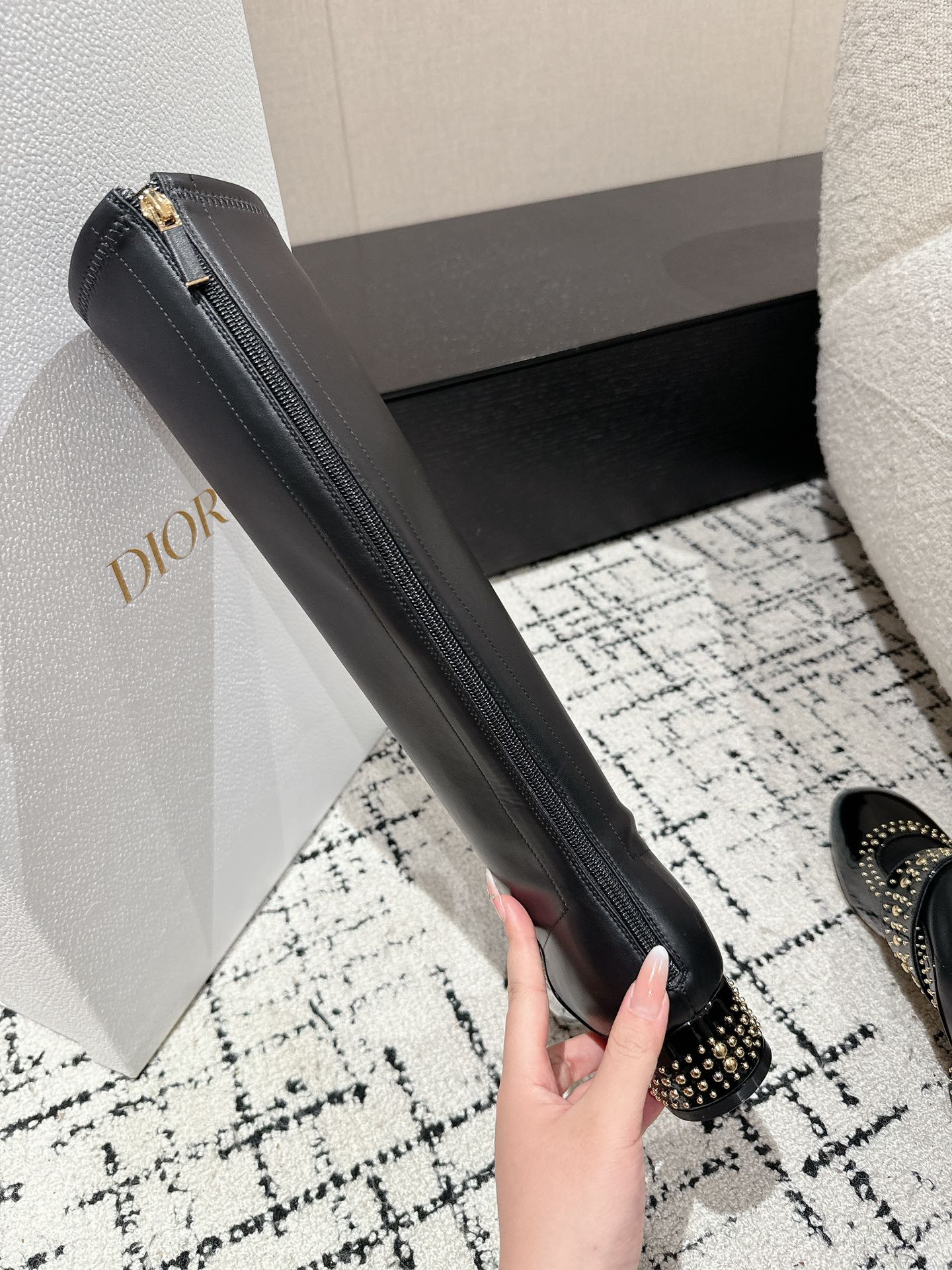 CD Belle-D Heeled Boot Black Lambskin