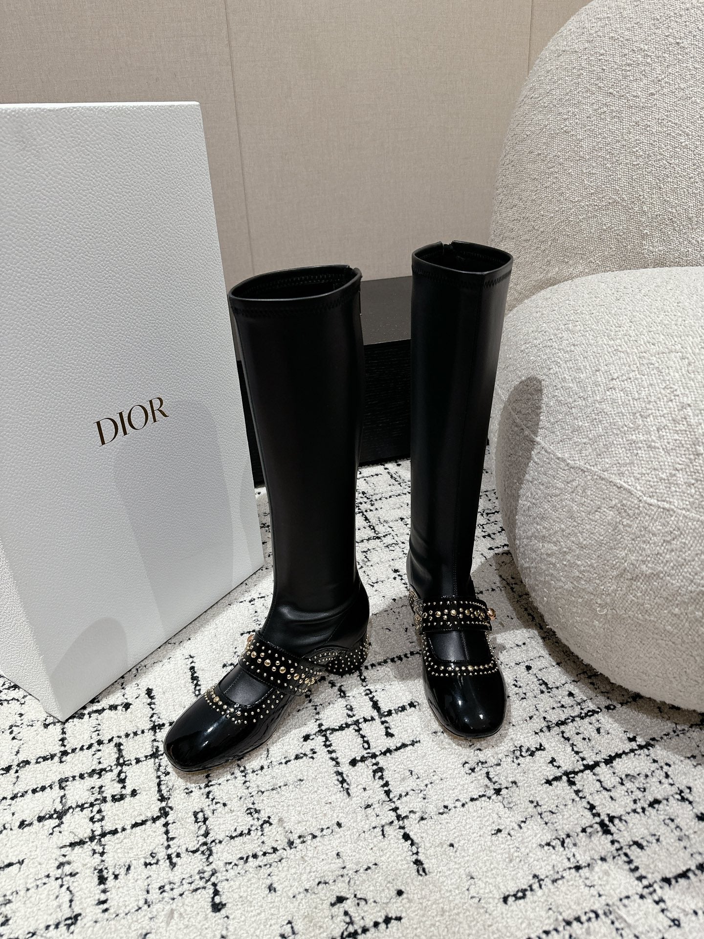 CD Belle-D Heeled Boot Black Lambskin