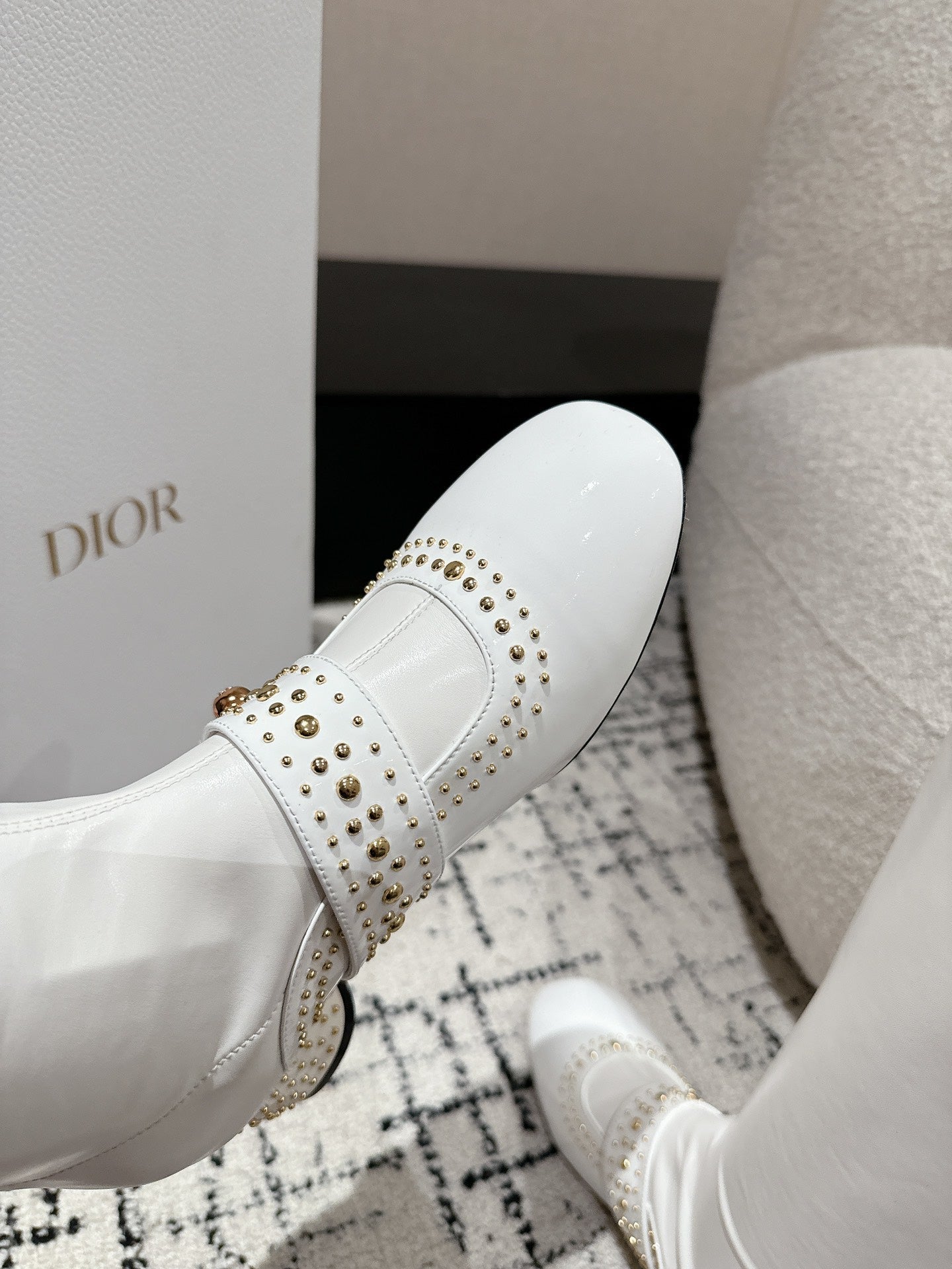 CD Belle-D Heeled Boot White Lambskin