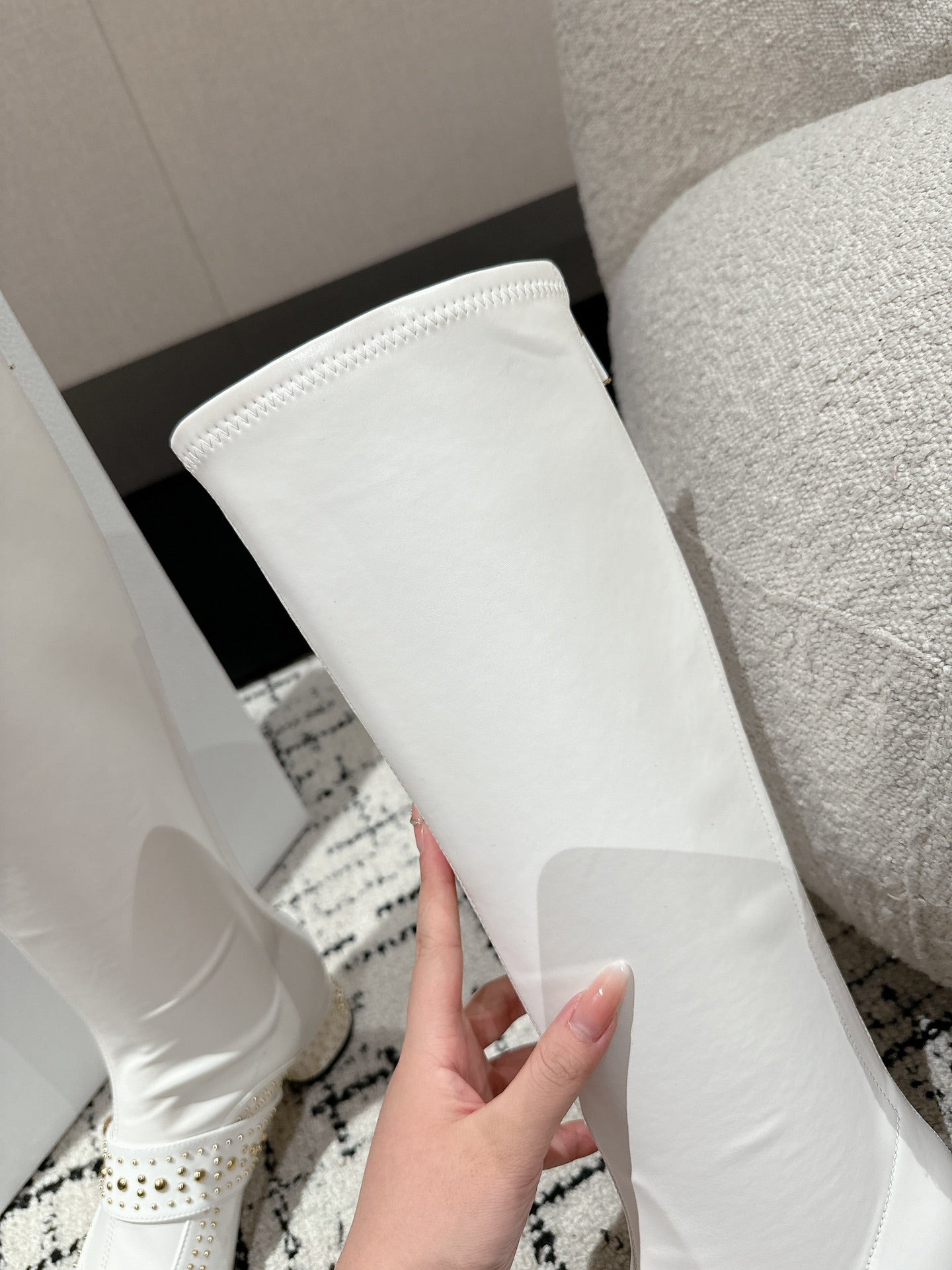 CD Belle-D Heeled Boot White Lambskin