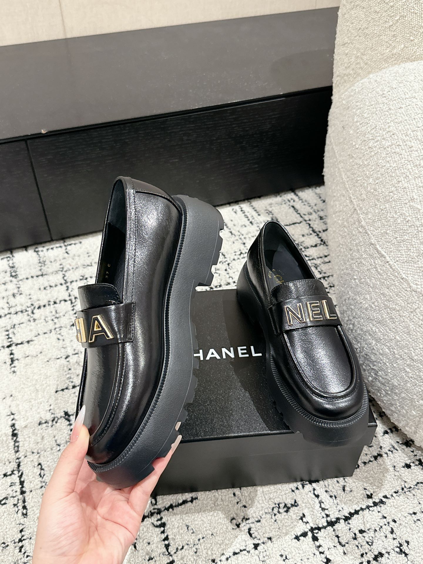 CC Moccasins 30mm In Black Water Dyed Lambskin 143608