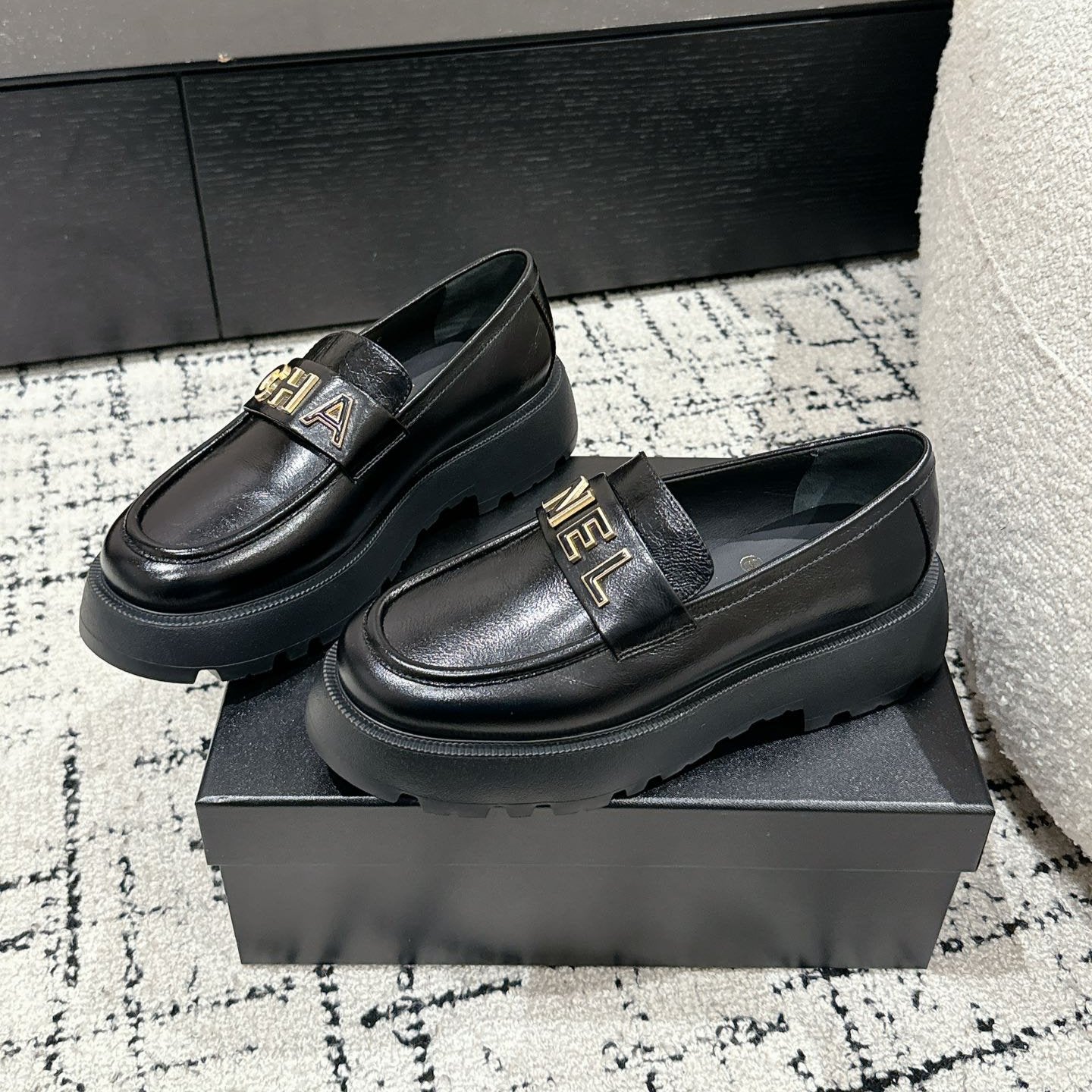 CC Moccasins 30mm In Black Water Dyed Lambskin 143608