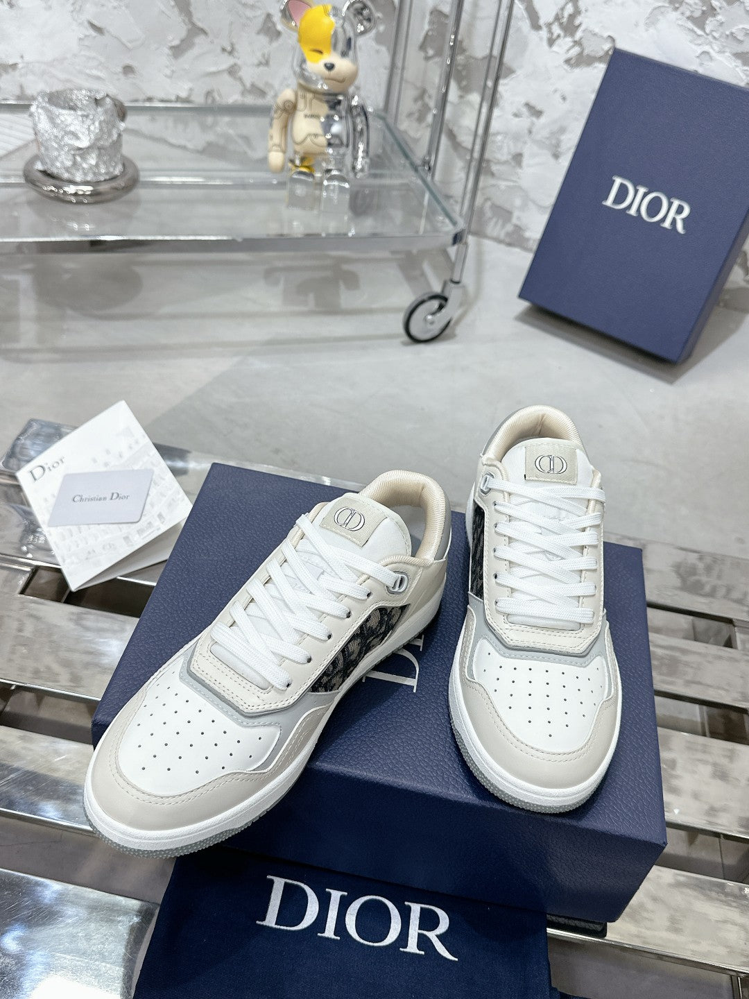 CD B27 Low-Top Sneaker 30mm In Ivory White Monogram Calfskin 100805
