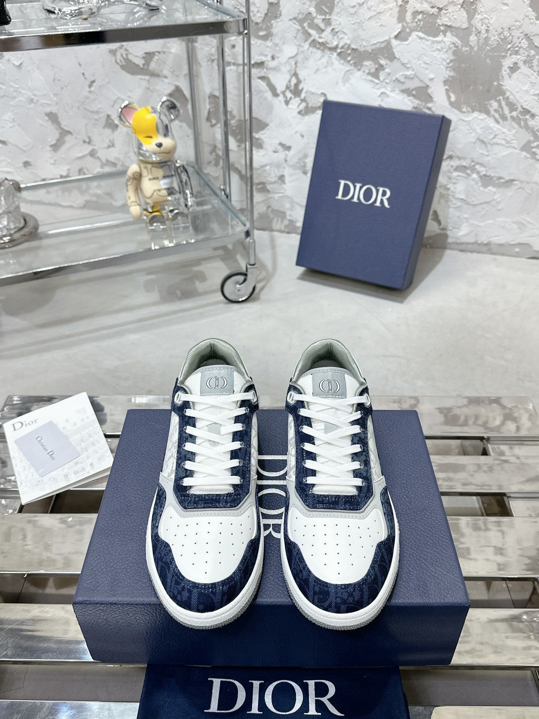 CD B27 Low-Top Sneaker 30mm In Deep Blue Monogram Calfskin  100821