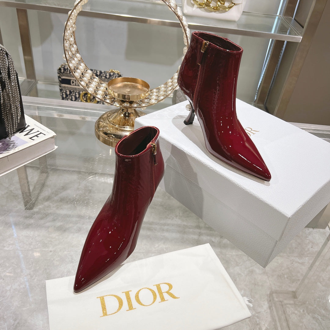 CD Tribales Heeled Ankle Boot 65mm In Red Glossy Cowhide 996432