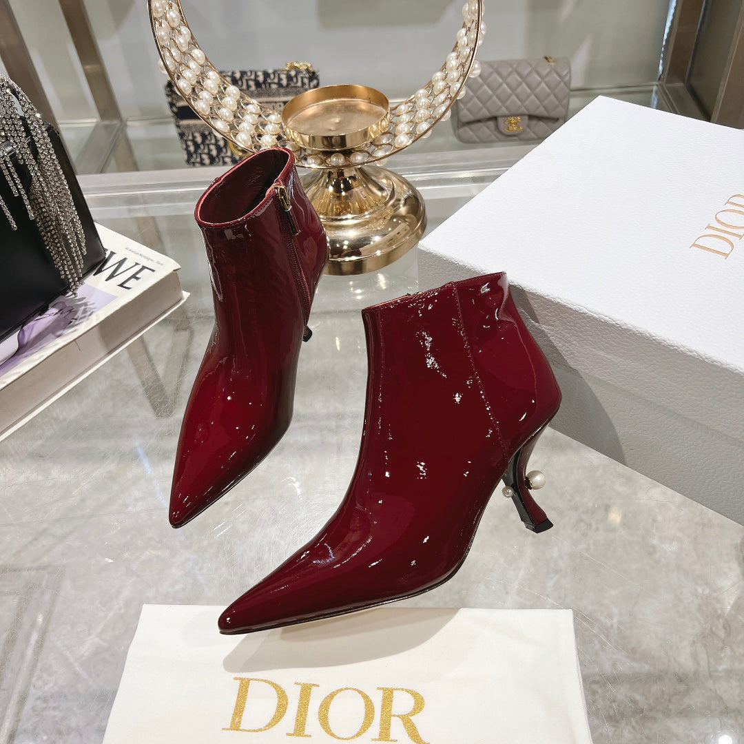 CD Tribales Heeled Ankle Boot 65mm In Red Glossy Cowhide 996432