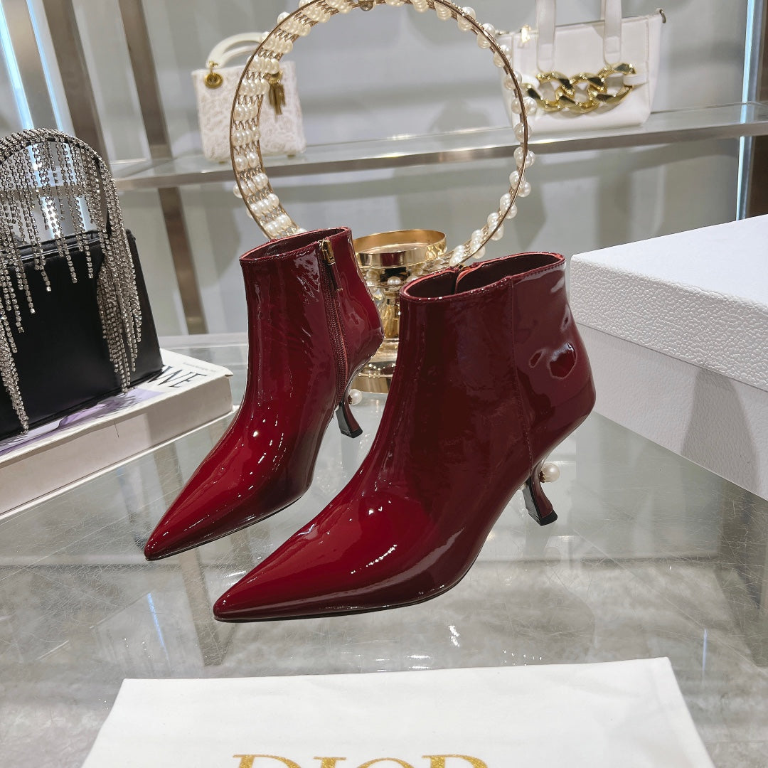 CD Tribales Heeled Ankle Boot 65mm In Red Glossy Cowhide 996432