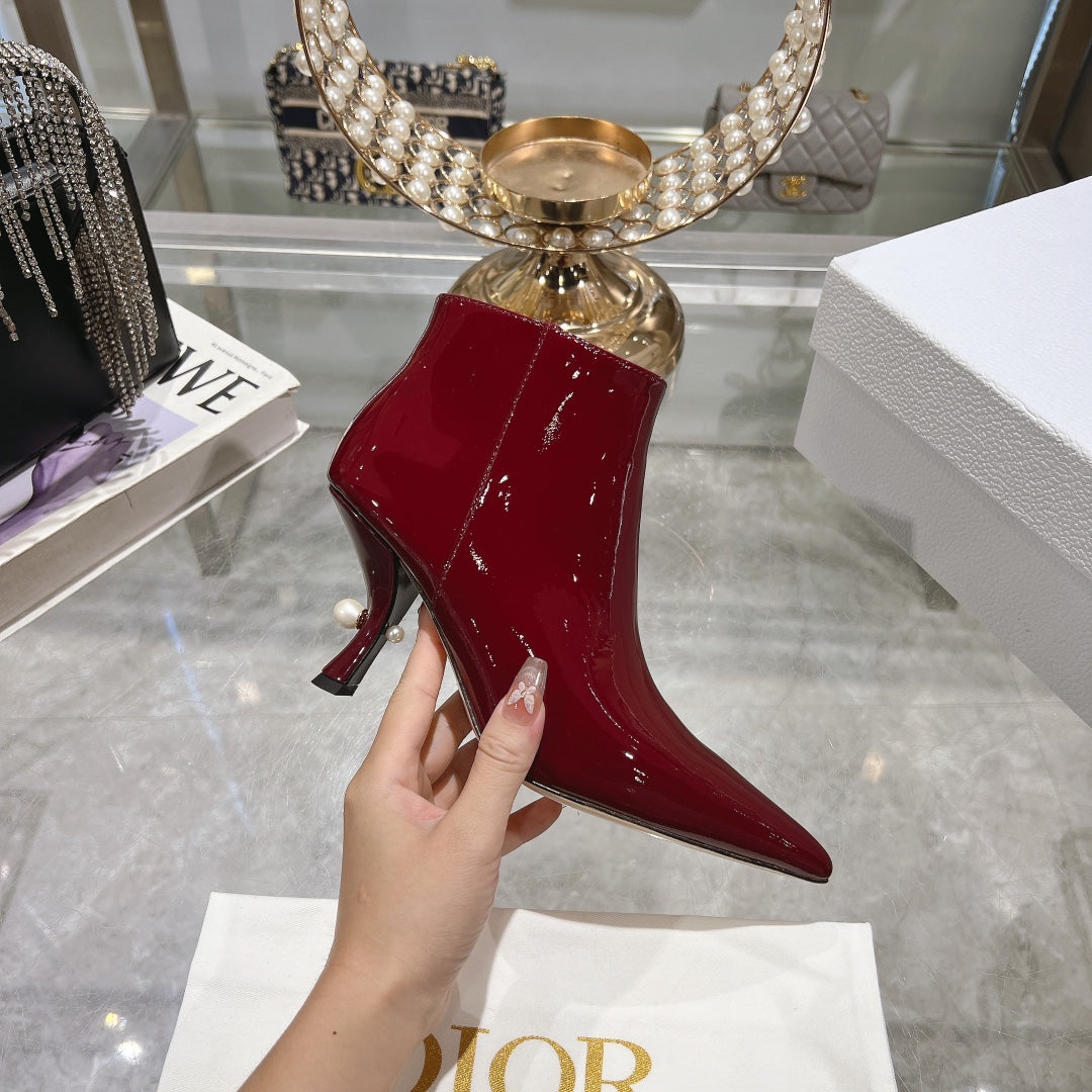 CD Tribales Heeled Ankle Boot 65mm In Red Glossy Cowhide 996432