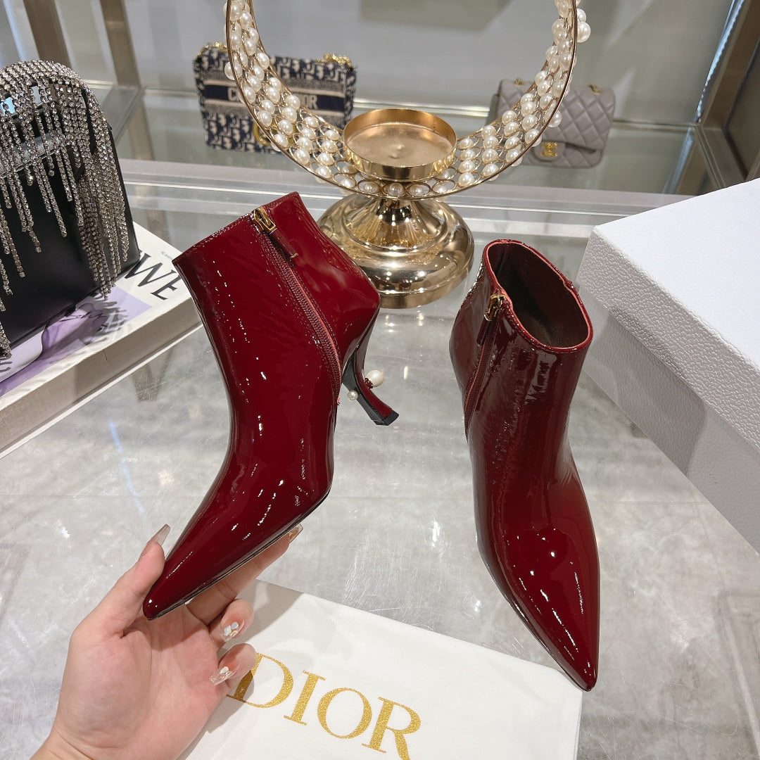 CD Tribales Heeled Ankle Boot 65mm In Red Glossy Cowhide 996432