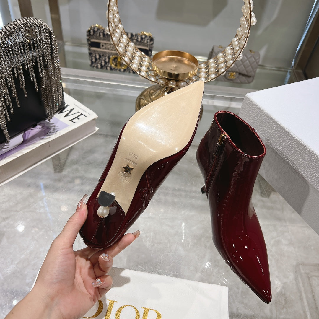 CD Tribales Heeled Ankle Boot 65mm In Red Glossy Cowhide 996432