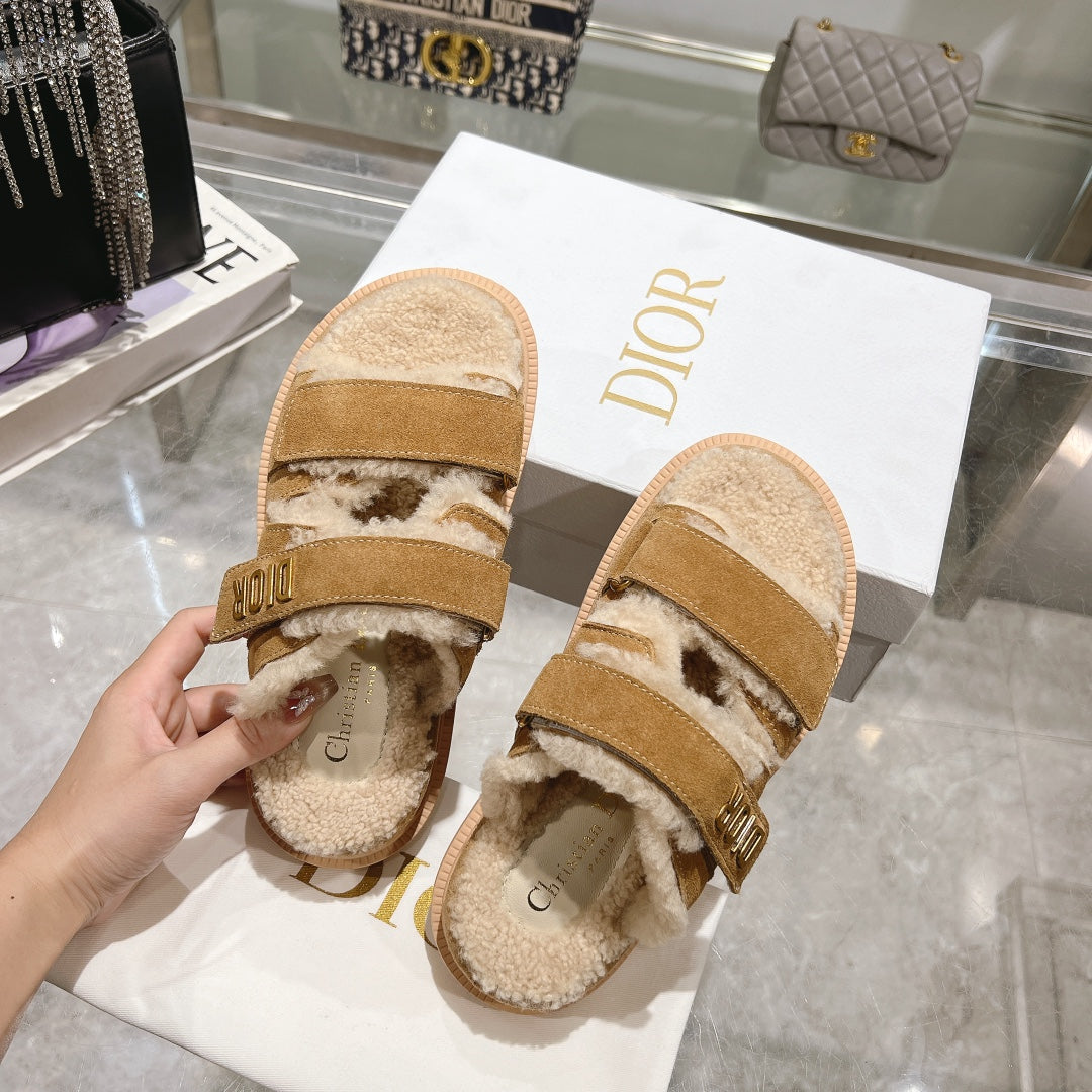 CD Dioract Slide 40mm In Caramel Suede 996358