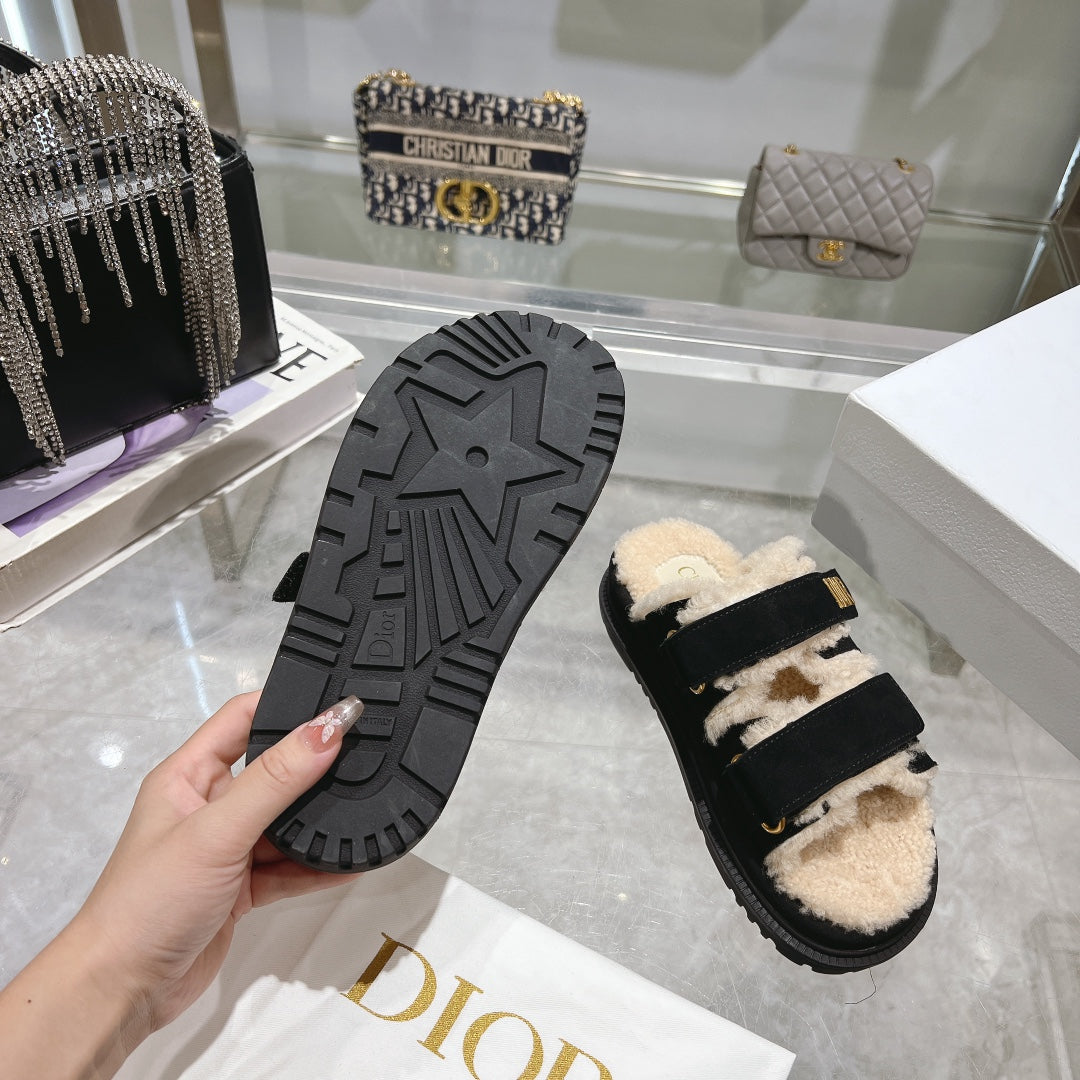 CD Dioract Slide 40mm In Black Suede 996360