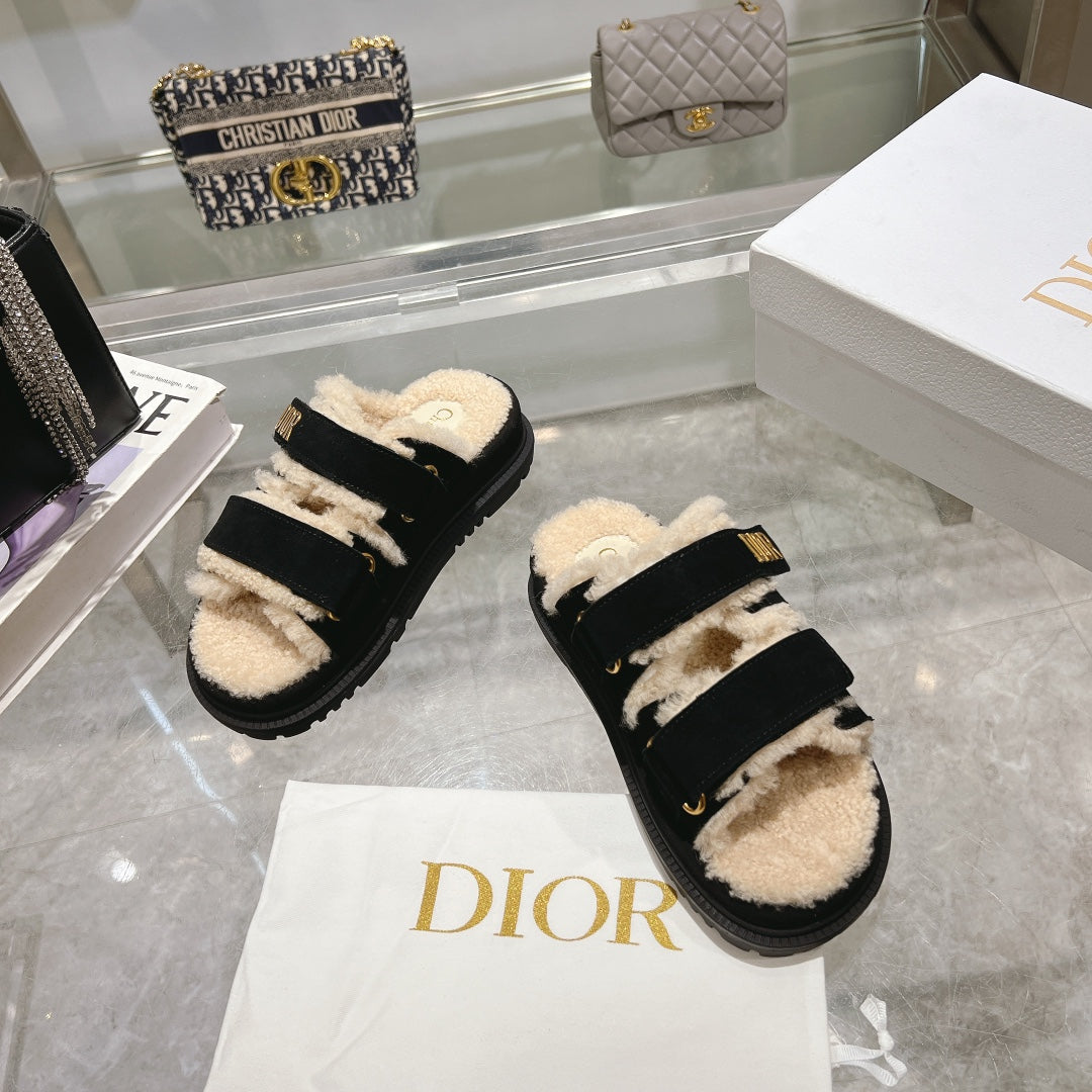 CD Dioract Slide 40mm In Black Suede 996360