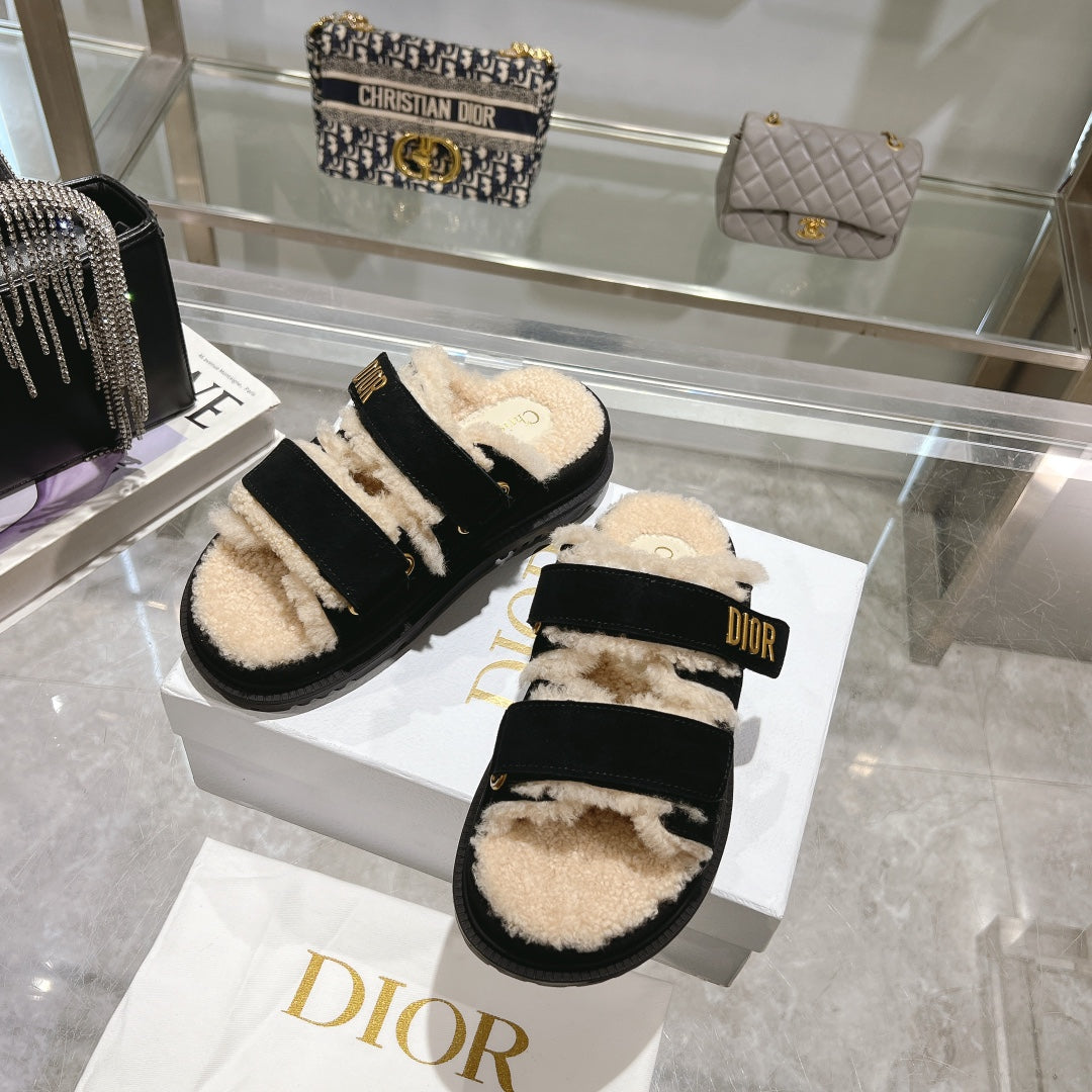CD Dioract Slide 40mm In Black Suede 996360
