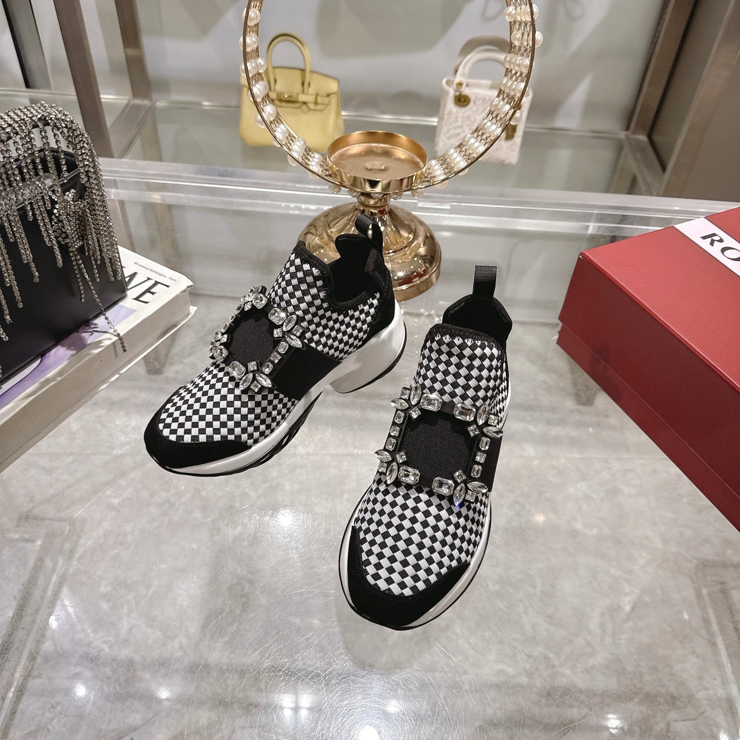 Viv Diamond Sneaker Black Custom Woven 262955
