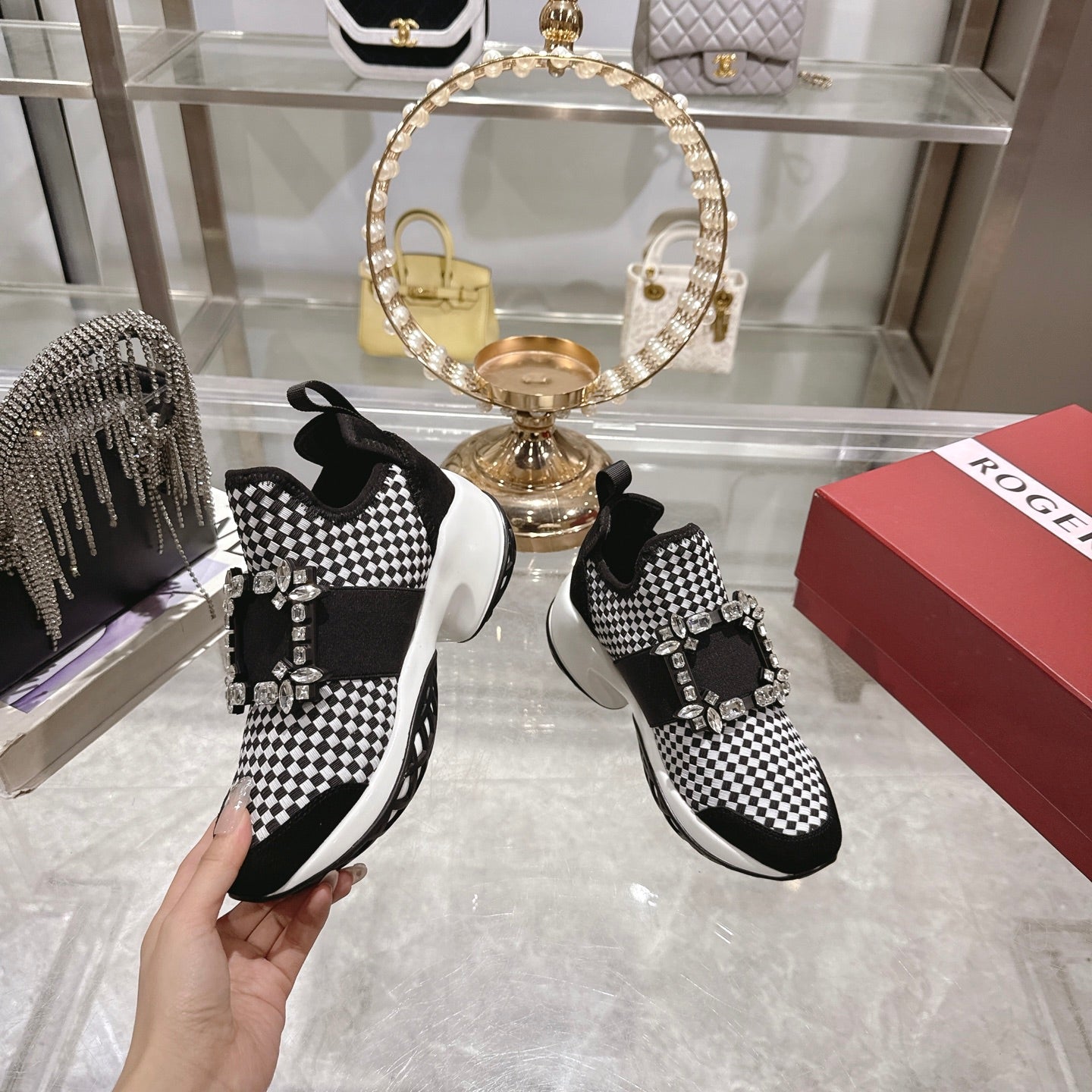 Viv Diamond Sneaker Black Custom Woven 262955
