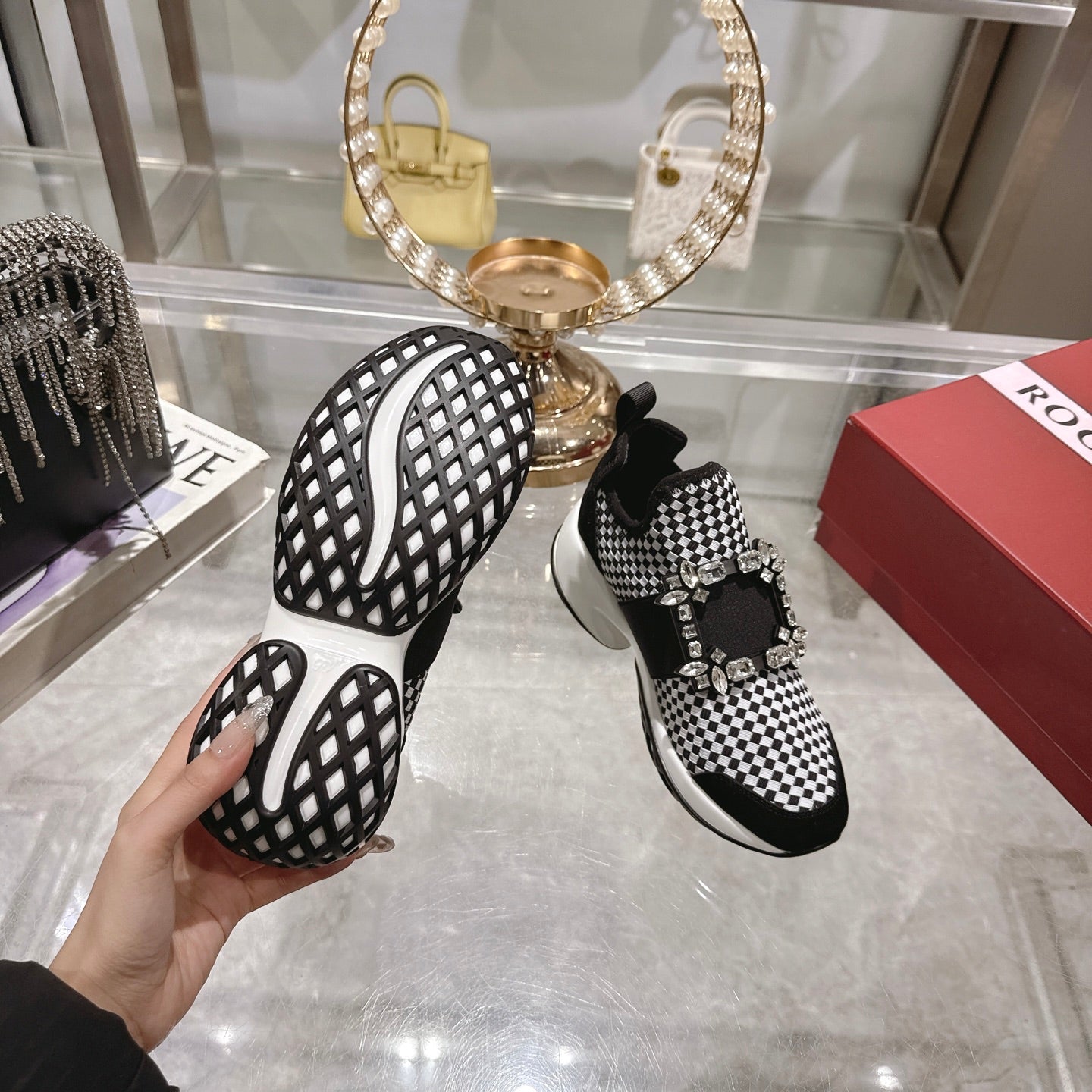 Viv Diamond Sneaker Black Custom Woven 262955