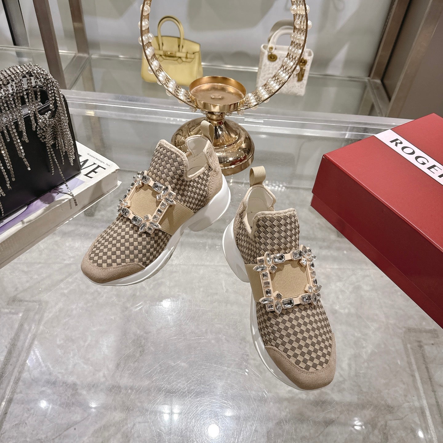 Viv Diamond Sneaker Brown Custom Woven 262956