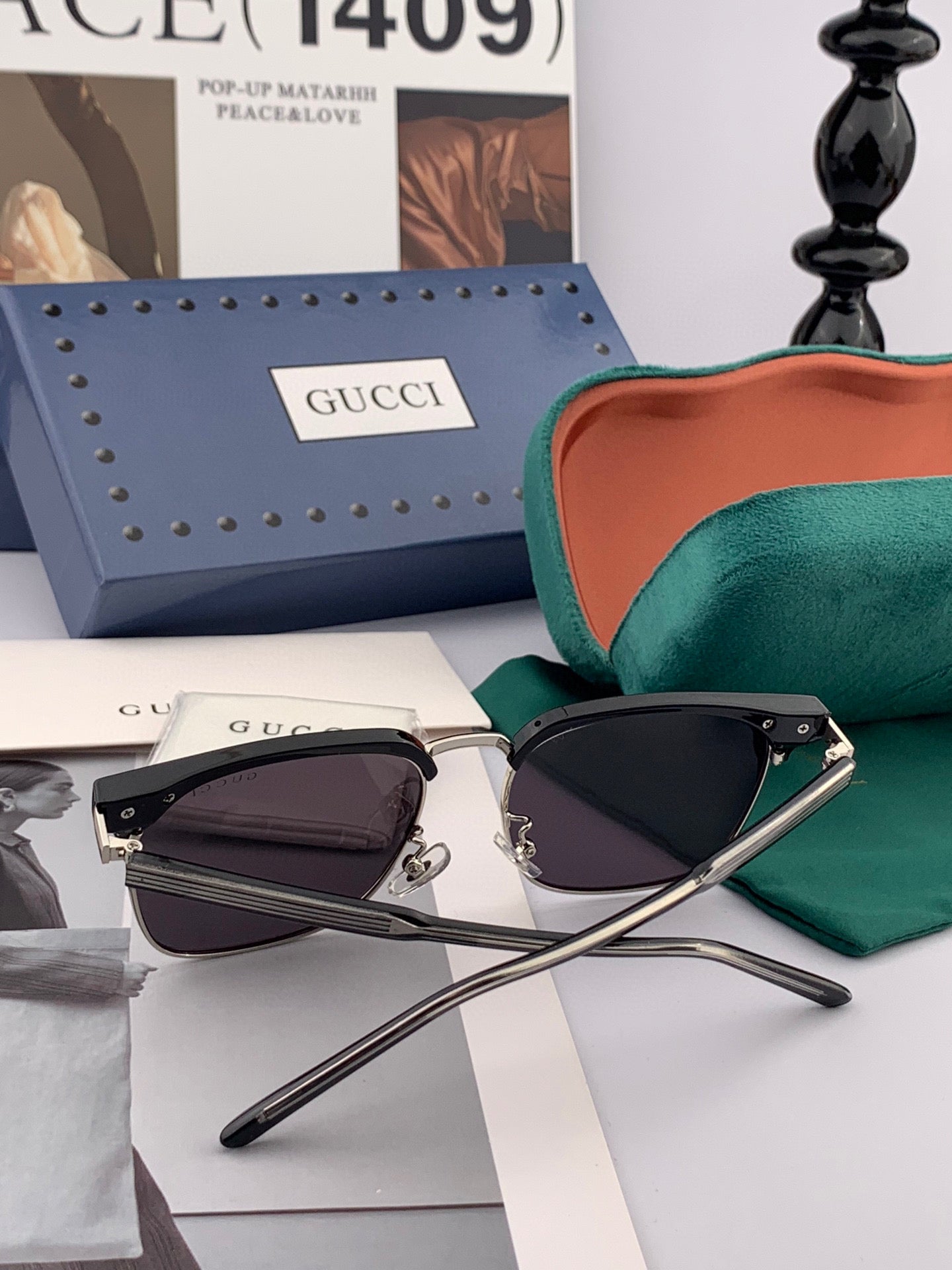 SQUARE METAL AND ACETATE SUNGLASSES G5637
