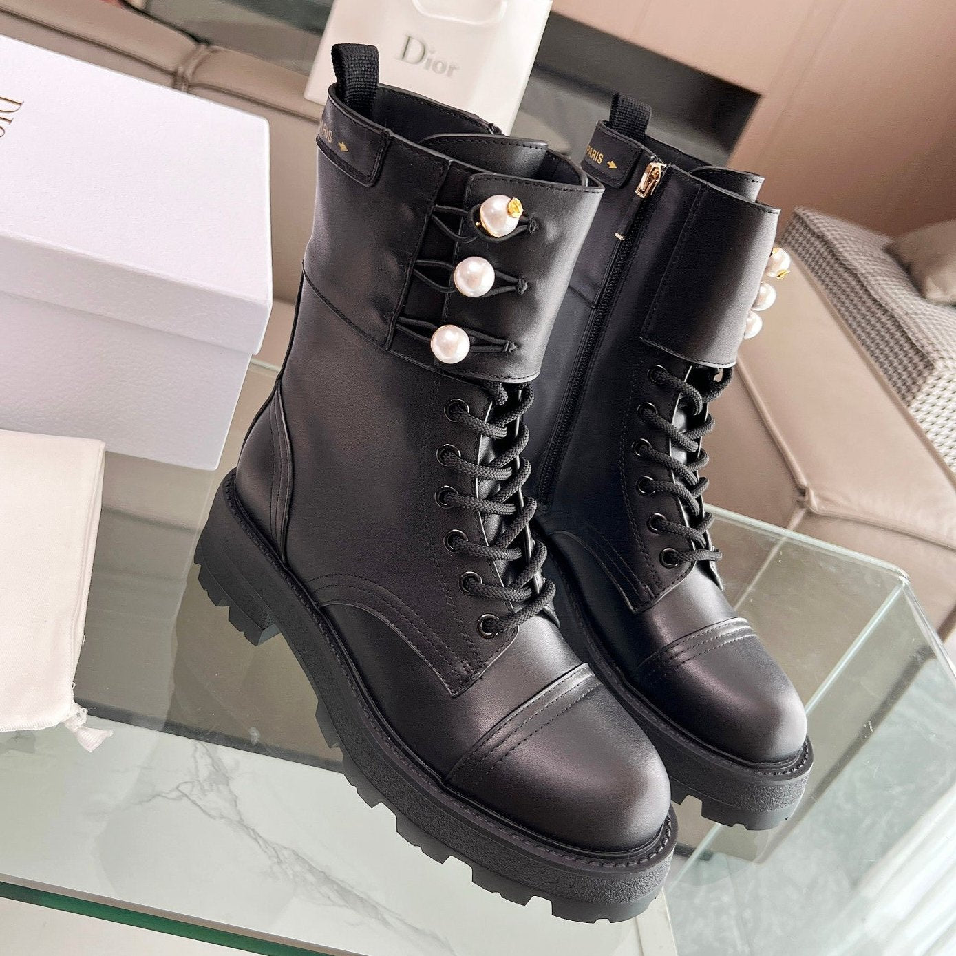 CD D-Strike Ankle Boot Plain Black Calfskin