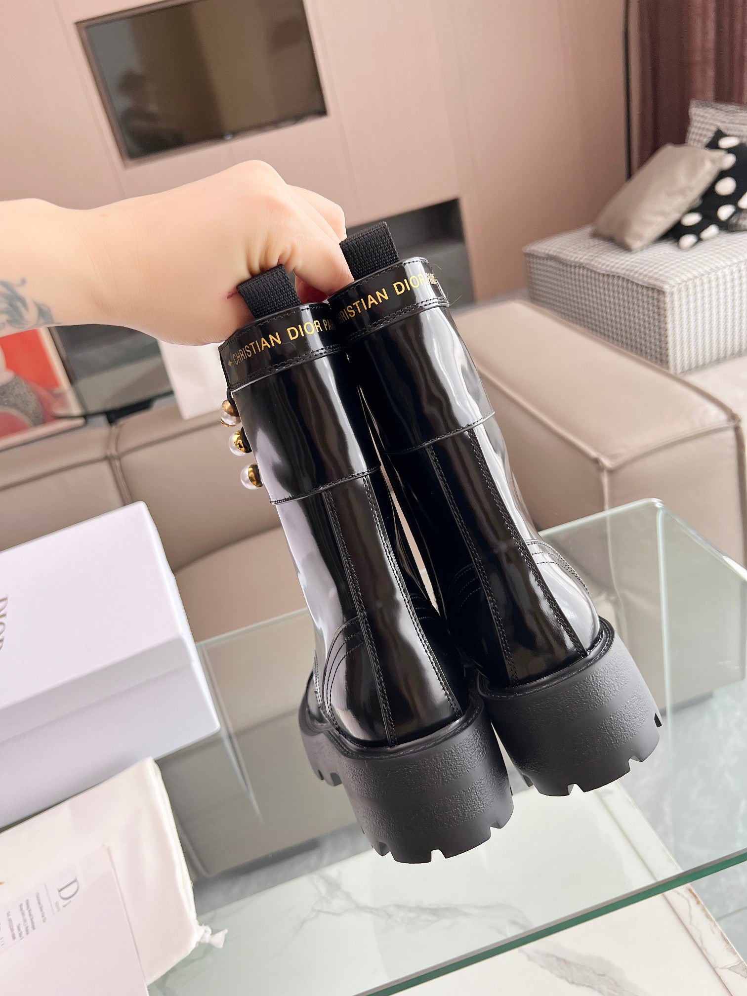 CD D-Strike Ankle Boot Glossy Black Calfskin