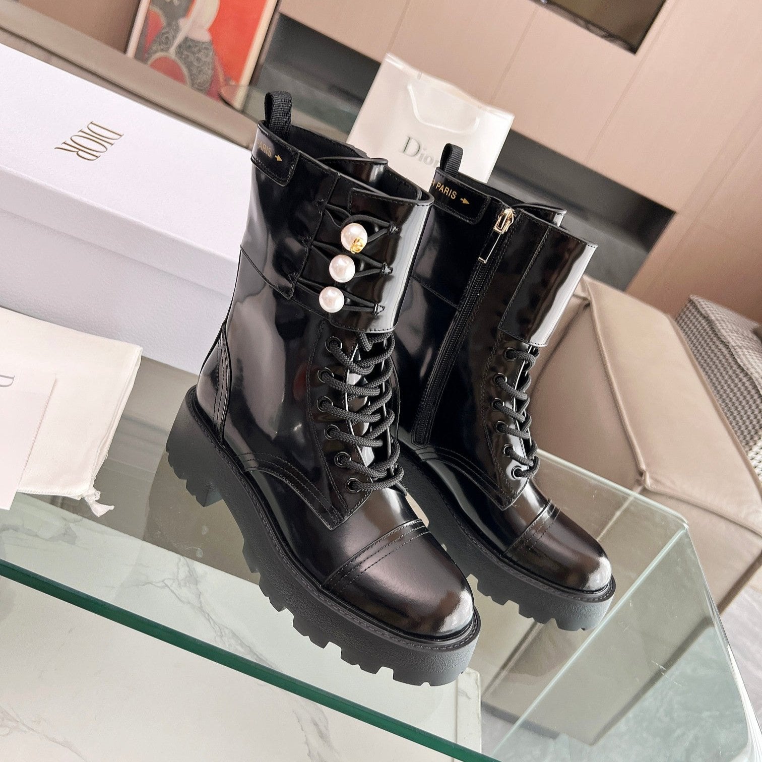 CD D-Strike Ankle Boot Glossy Black Calfskin