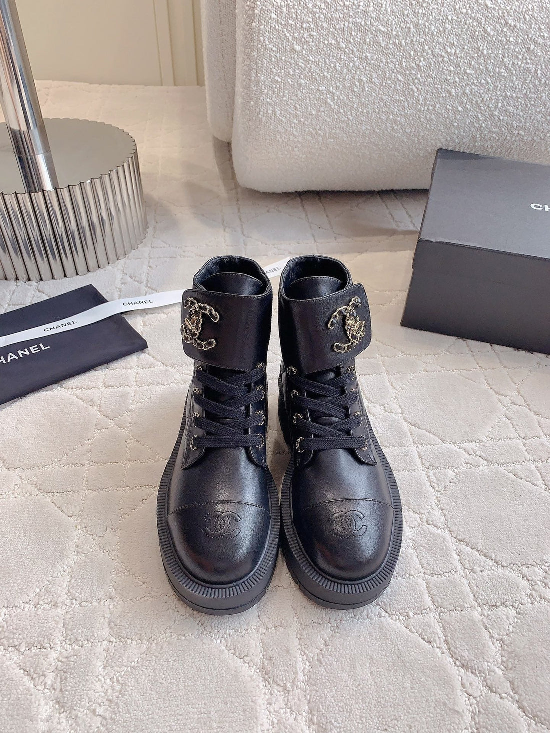 CC Ankle Boots In Black Calfskin 145487