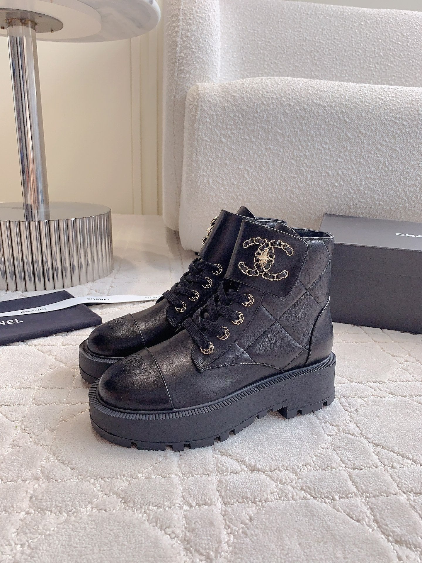 CC Ankle Boots In Black Calfskin 145487