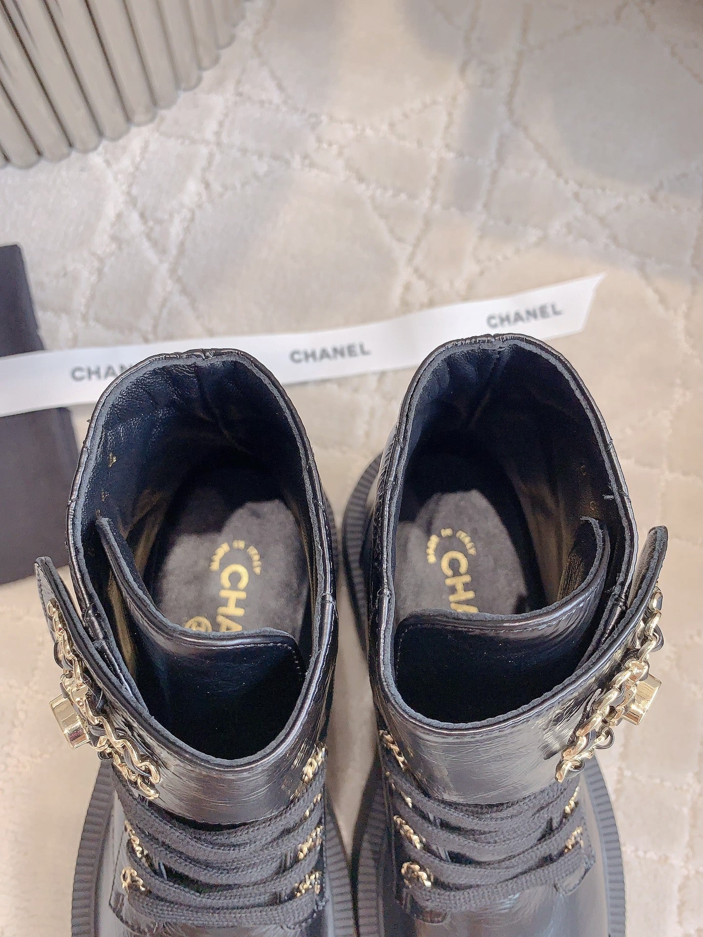 CC Ankle Boots In Black Wrinkled Calfskin 145488