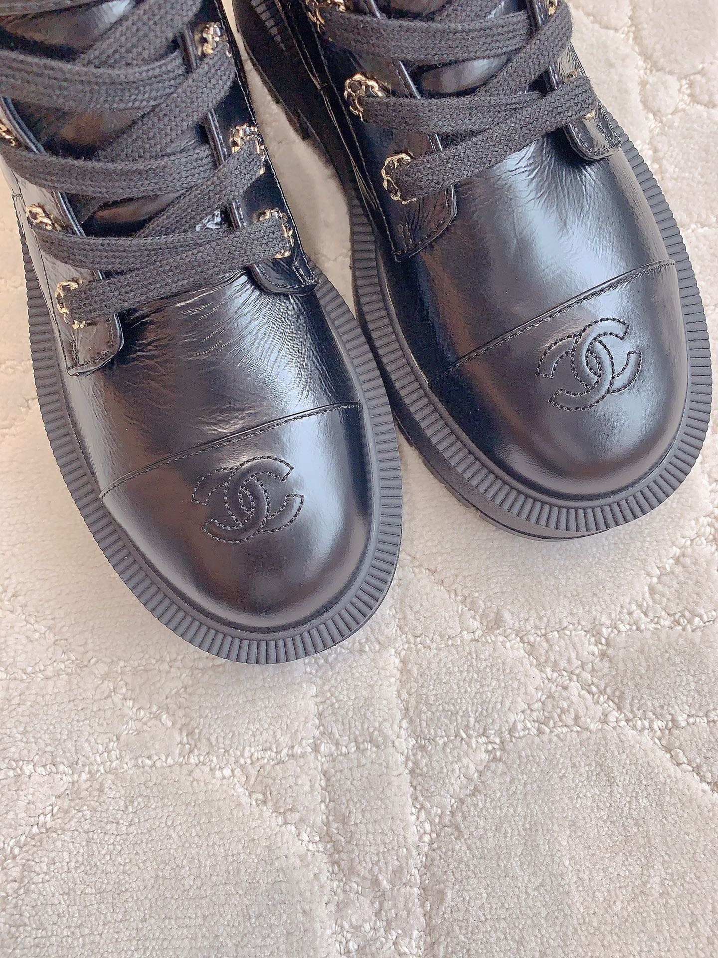 CC Ankle Boots In Black Wrinkled Calfskin 145488