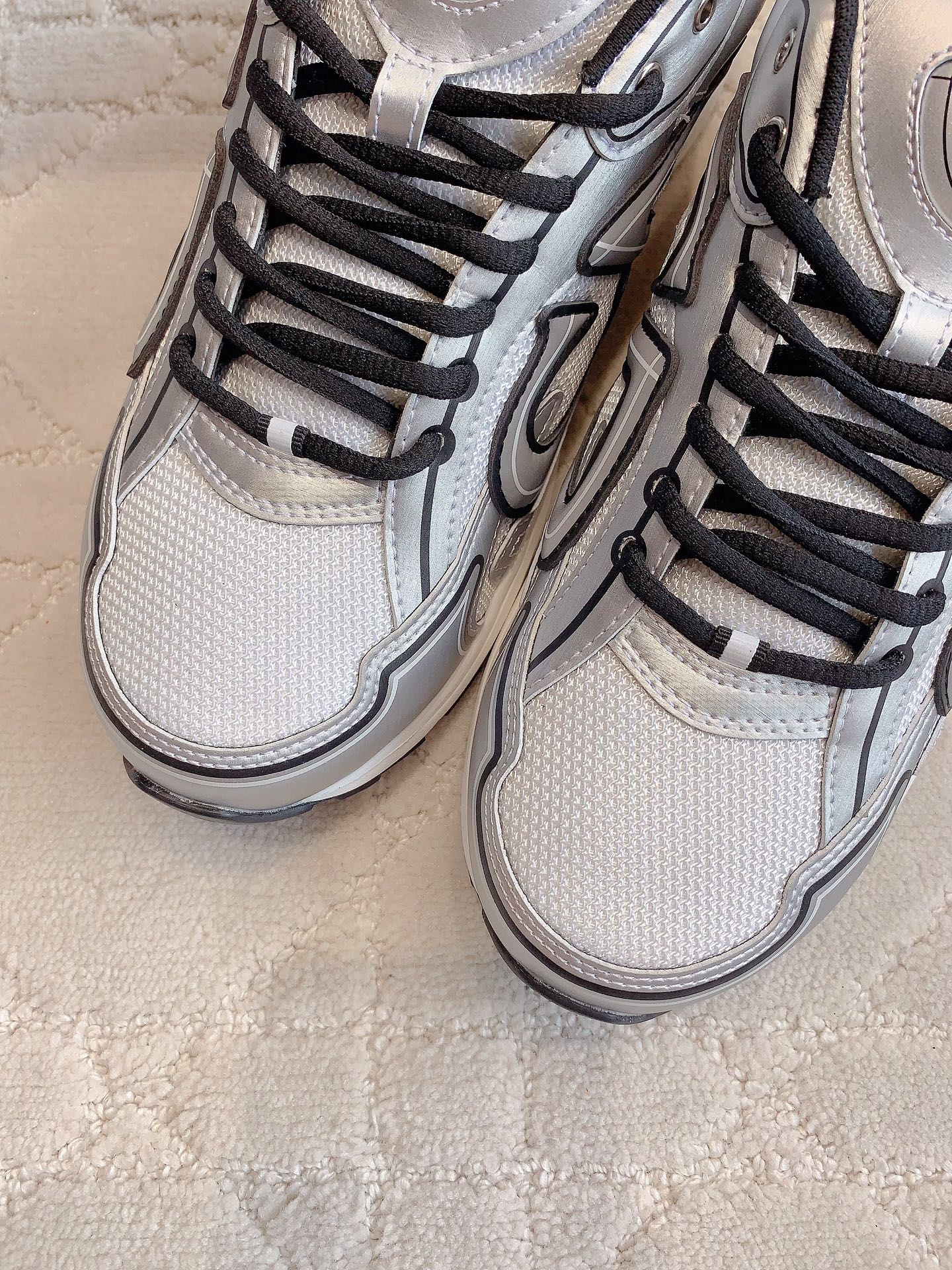 CD B30 Sneaker Grey White Mix Black Polyester Mesh Fabric And Calfskin