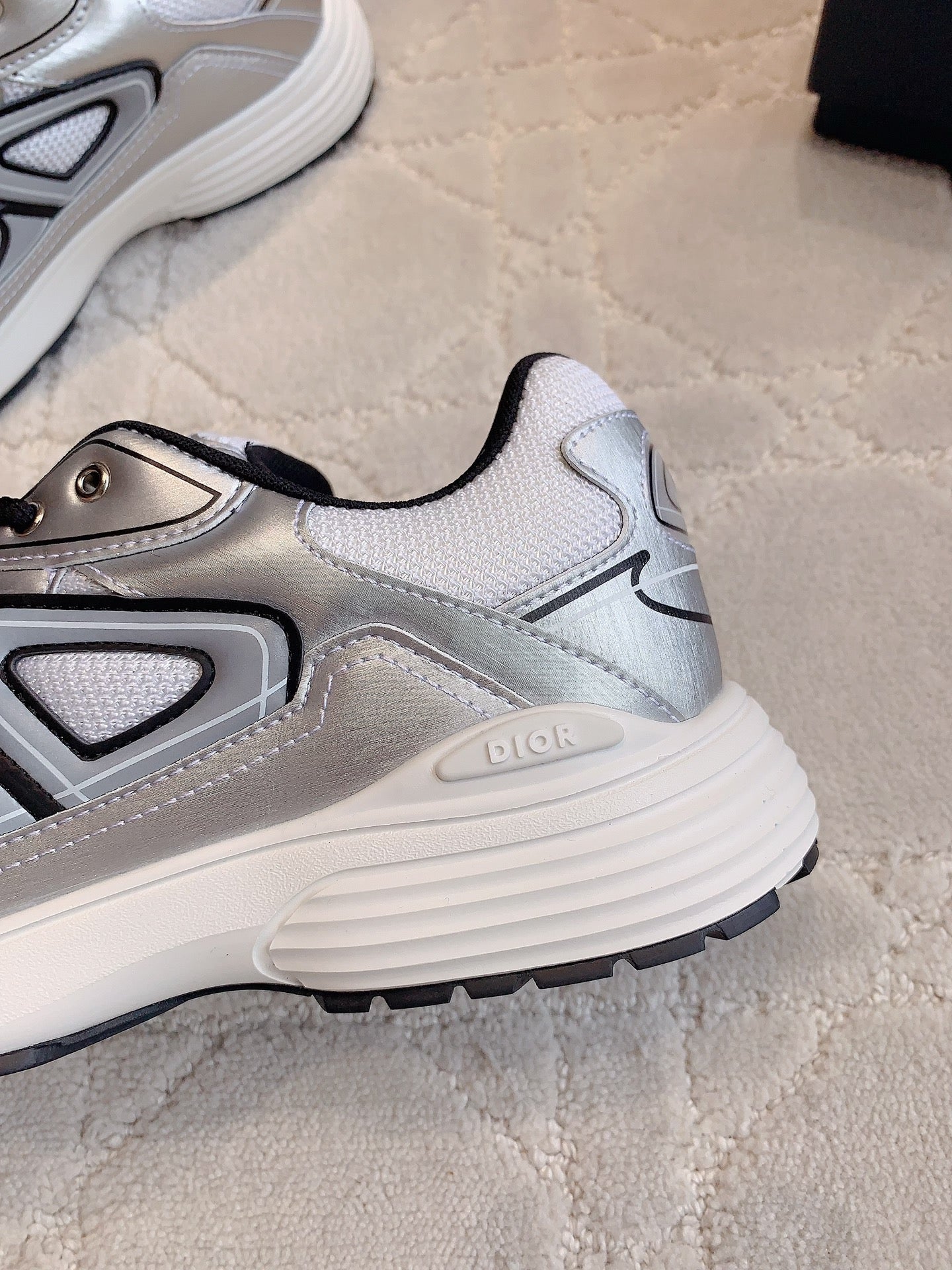 CD B30 Sneaker Grey White Mix Black Polyester Mesh Fabric And Calfskin