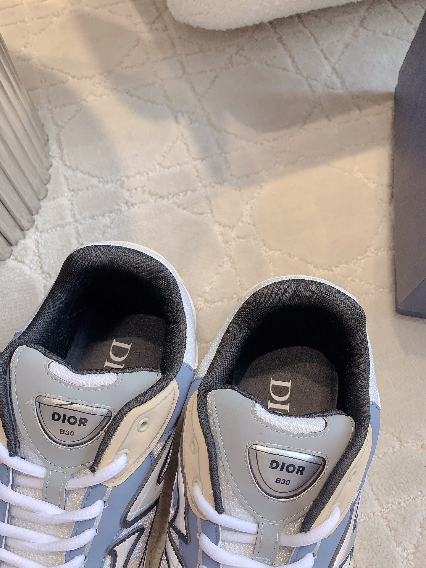 CD B30 Sneaker Blue Grey Mix White Beige Polyester Mesh Fabric And Calfskin