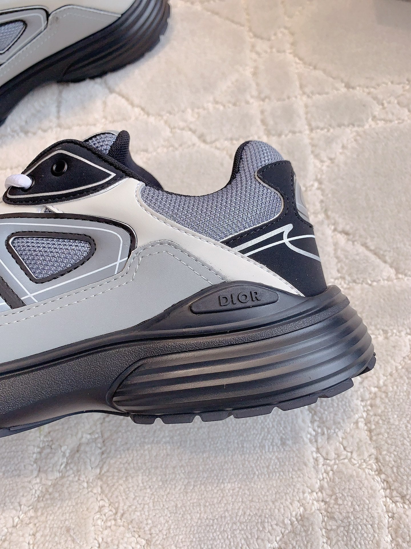 CD B30 Sneaker Cement Grey Mix Black White Polyester Mesh Fabric And Calfskin