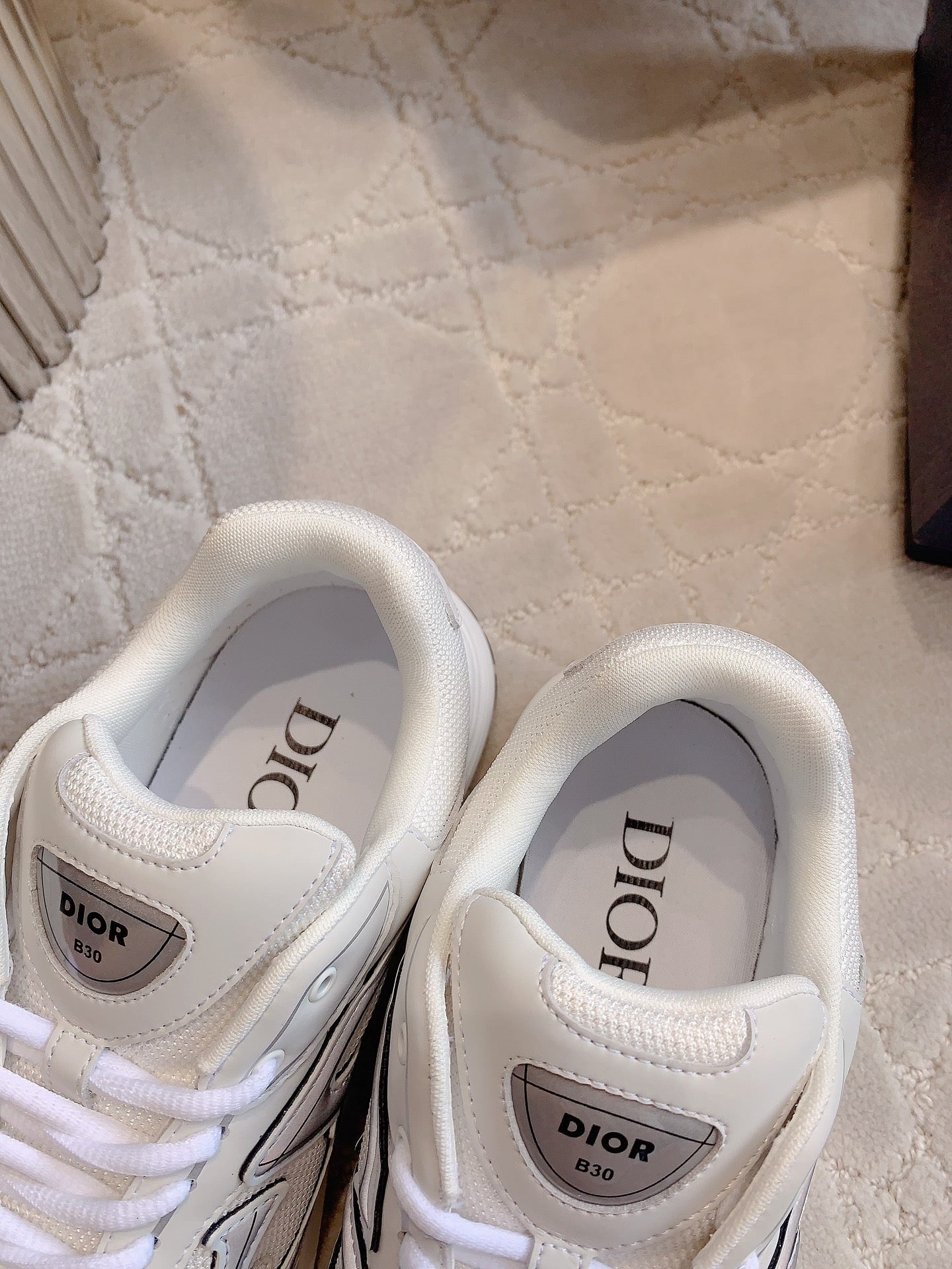 CD B30 Sneaker Milky Beige Mix Grey Black Polyester Mesh Fabric And Calfskin