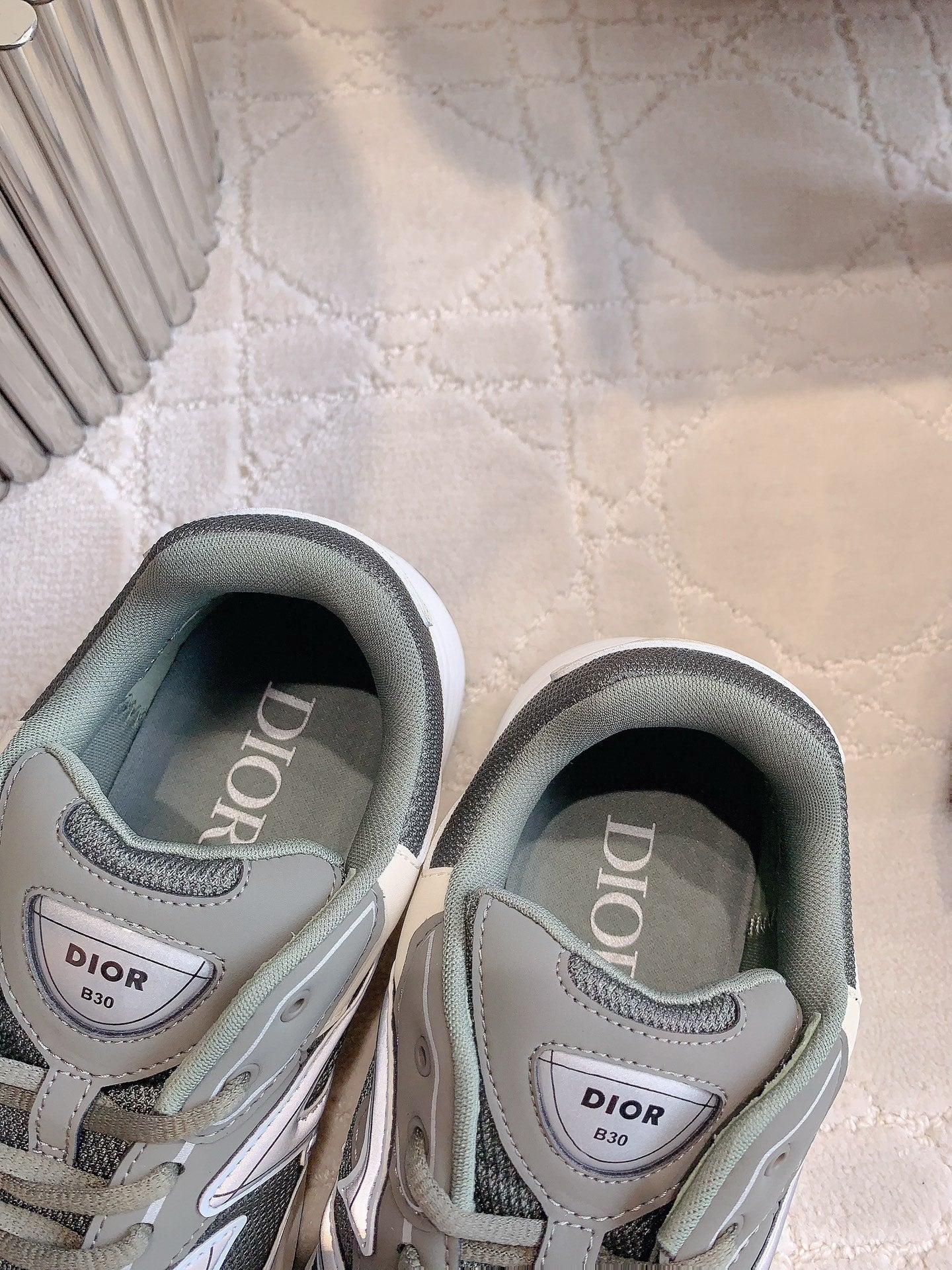 CD B30 Sneaker Gray Brown Mix Beige White Polyester Mesh Fabric And Calfskin